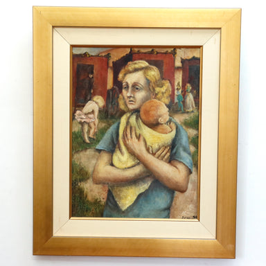  Dorthy Young Graham "Circus Mom" WPA Regionalist Oil on Canvas Painting | Work of Man