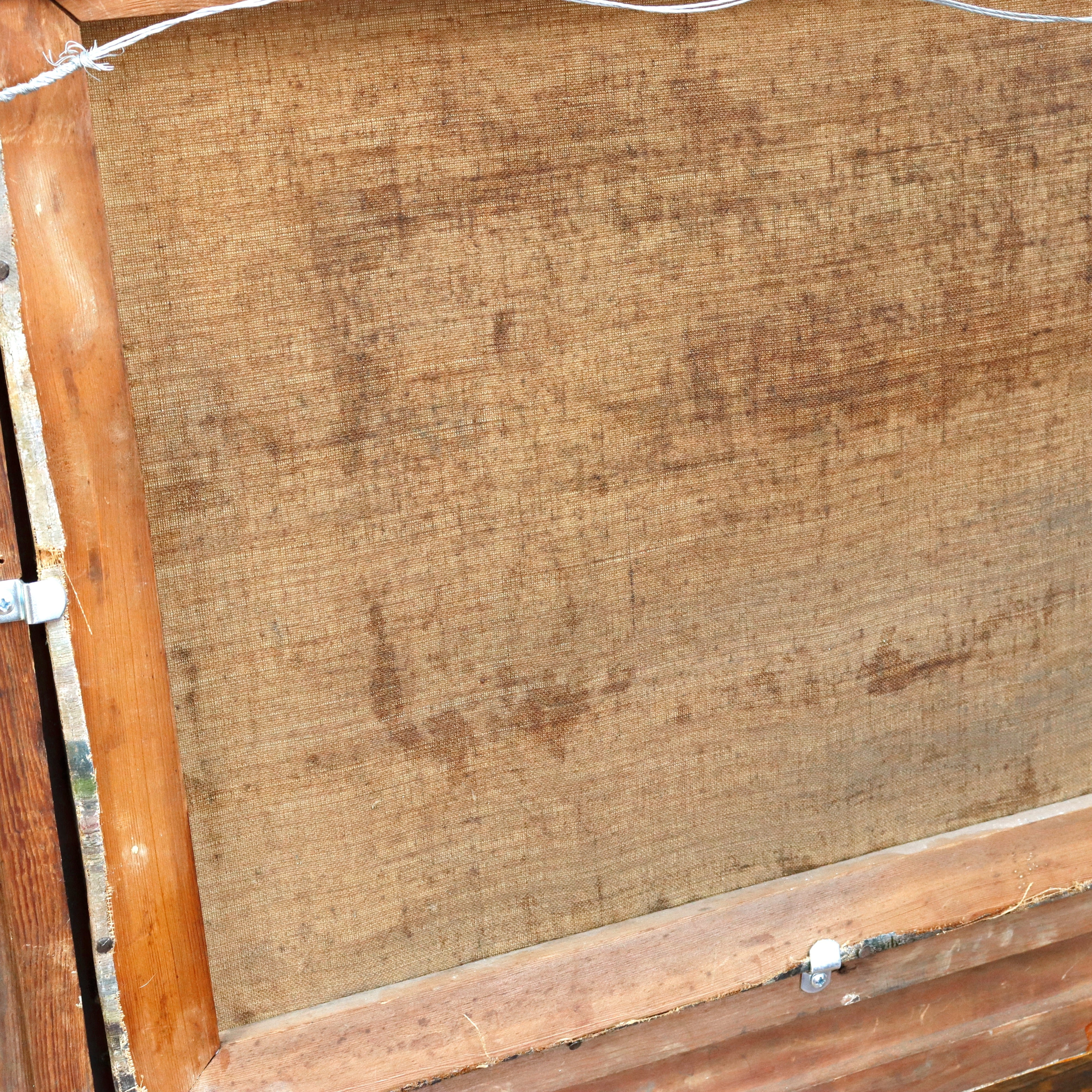 AW977: Antique French Impressionist Lakeside Landscape Oil on Canvas Painting Late 19th Century