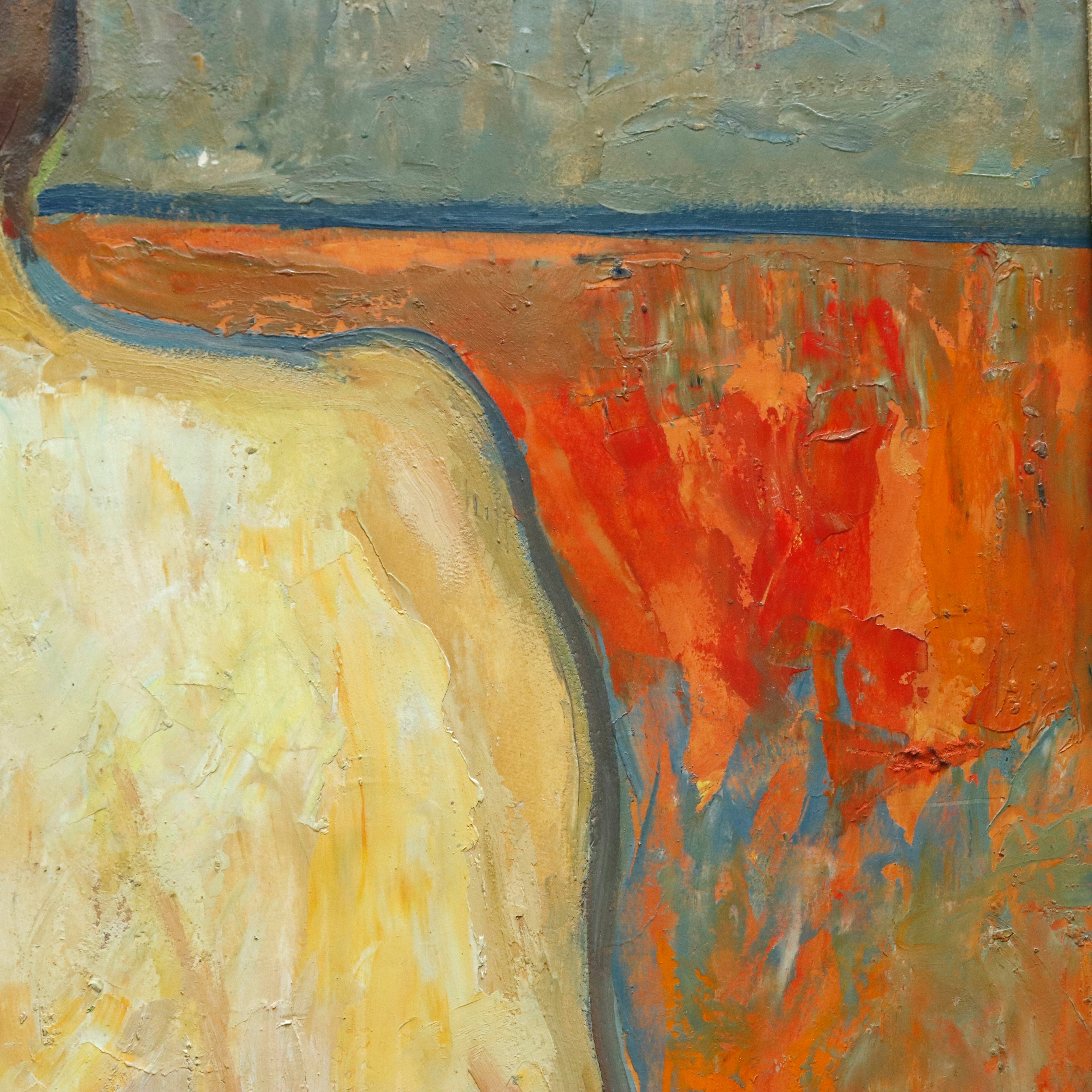 AW978: Claude Benard French Modernist Female Nude Oil on Board Painting Mid Century