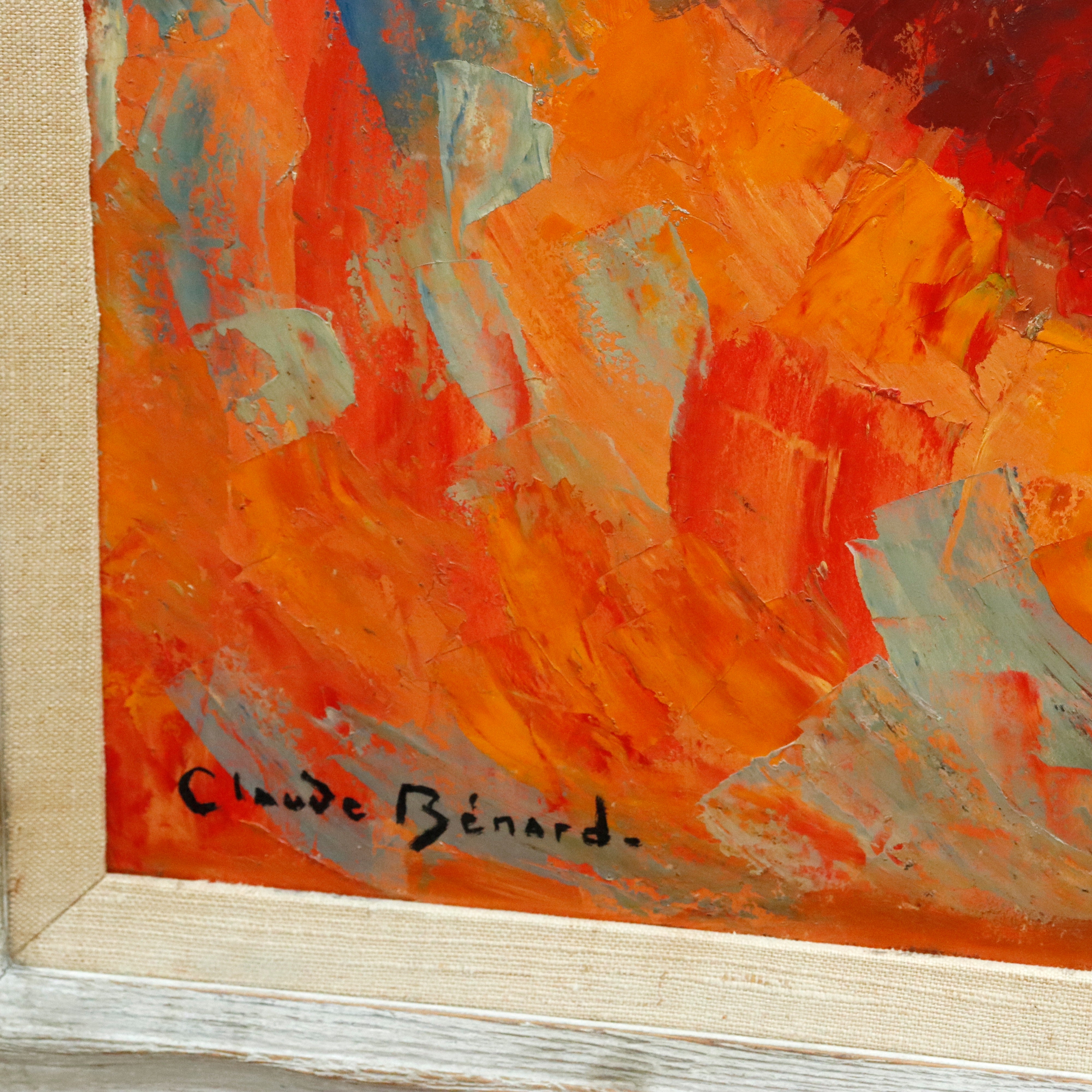 AW978: Claude Benard French Modernist Female Nude Oil on Board Painting Mid Century