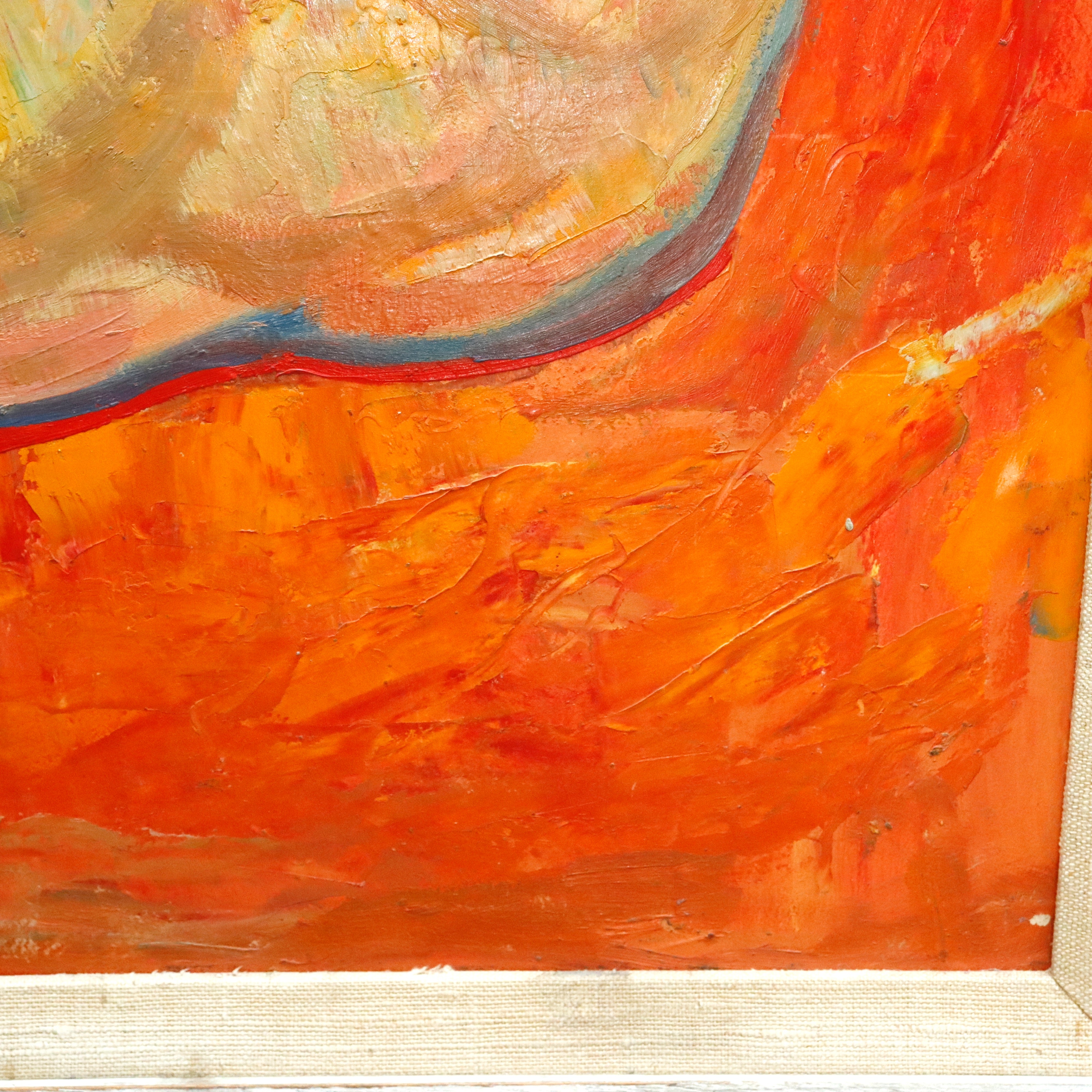 AW978: Claude Benard French Modernist Female Nude Oil on Board Painting Mid Century