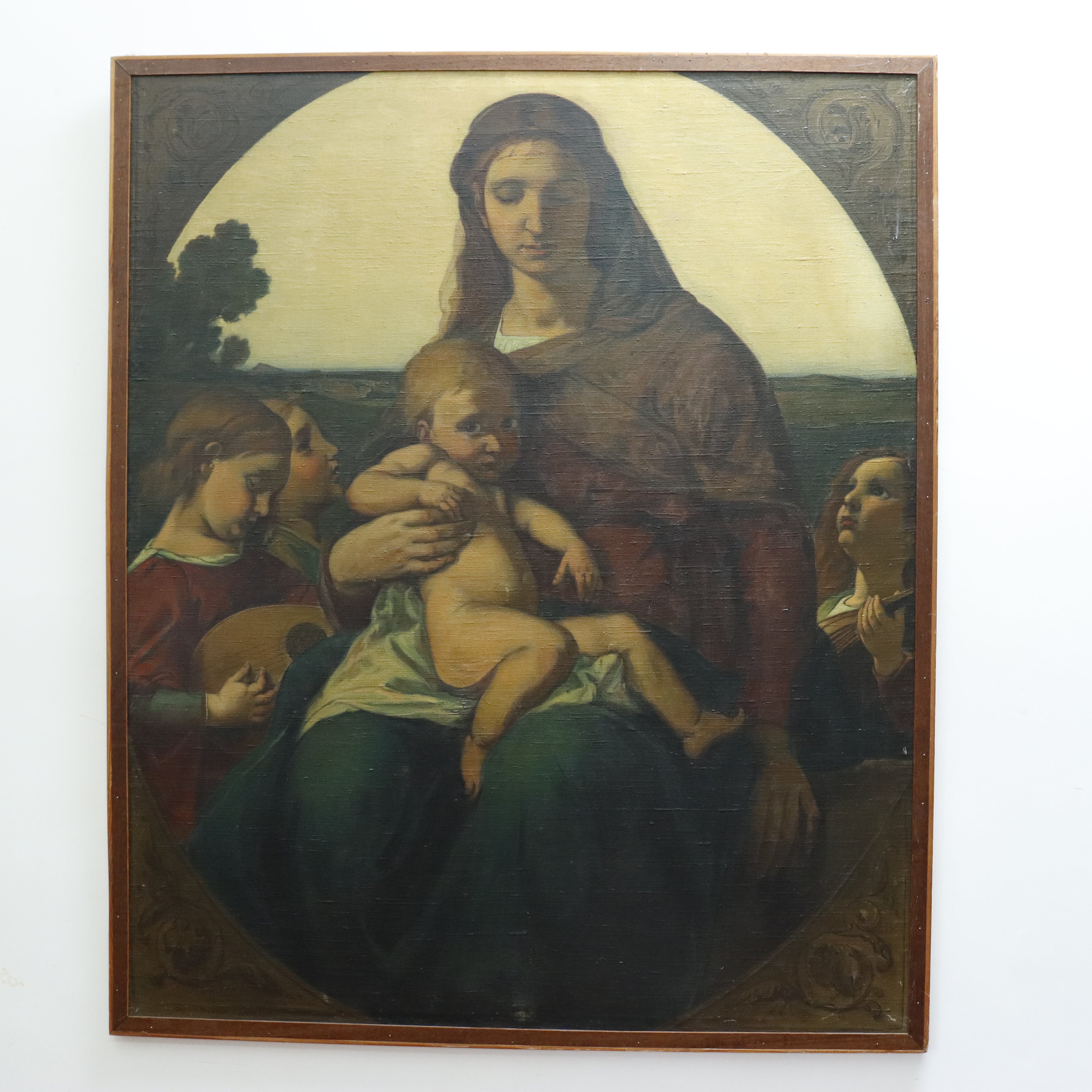 AW983: After Anselm Feuerbach "Mary With Child" Signed H Bach, 1922