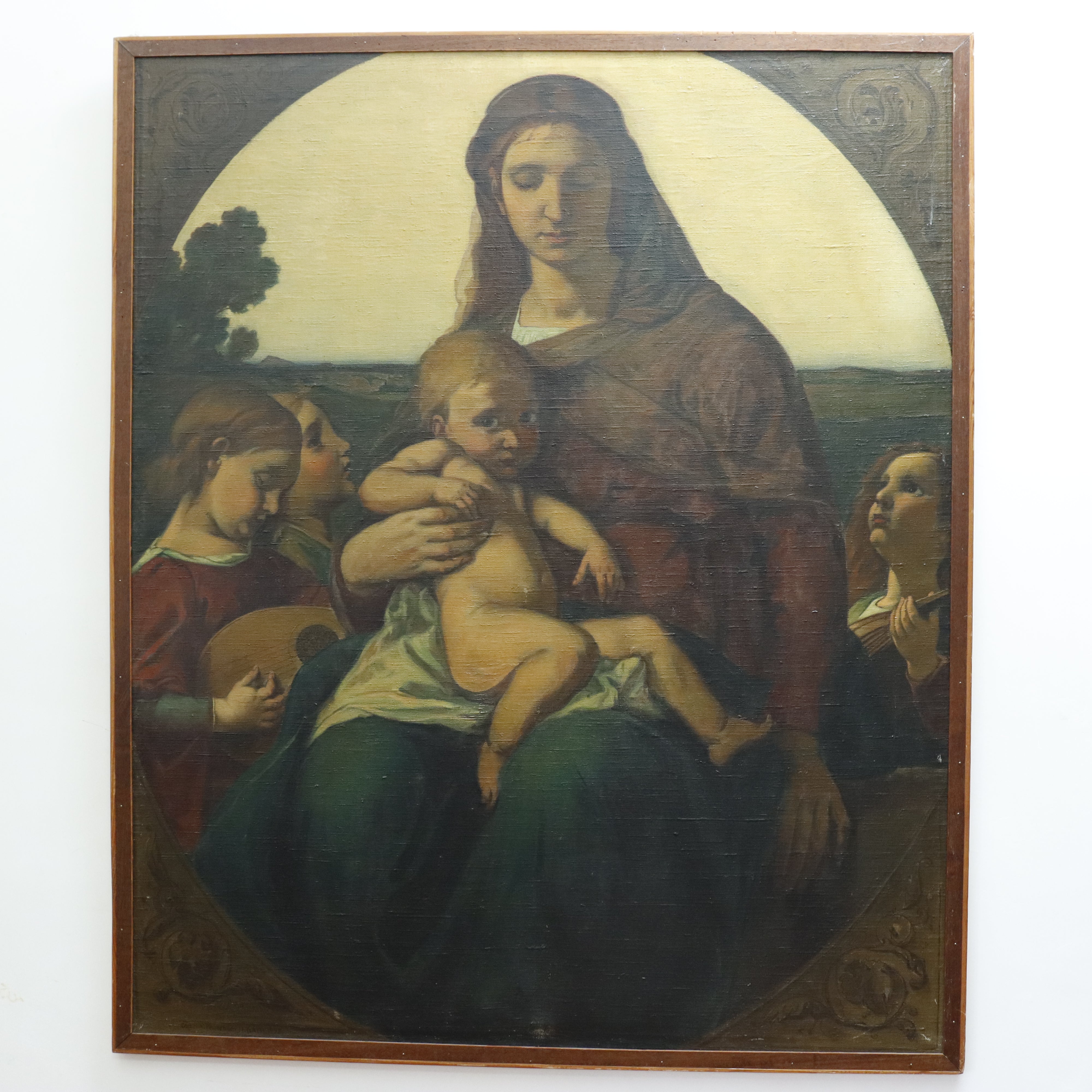 AW983: After Anselm Feuerbach "Mary With Child" Signed H Bach, 1922