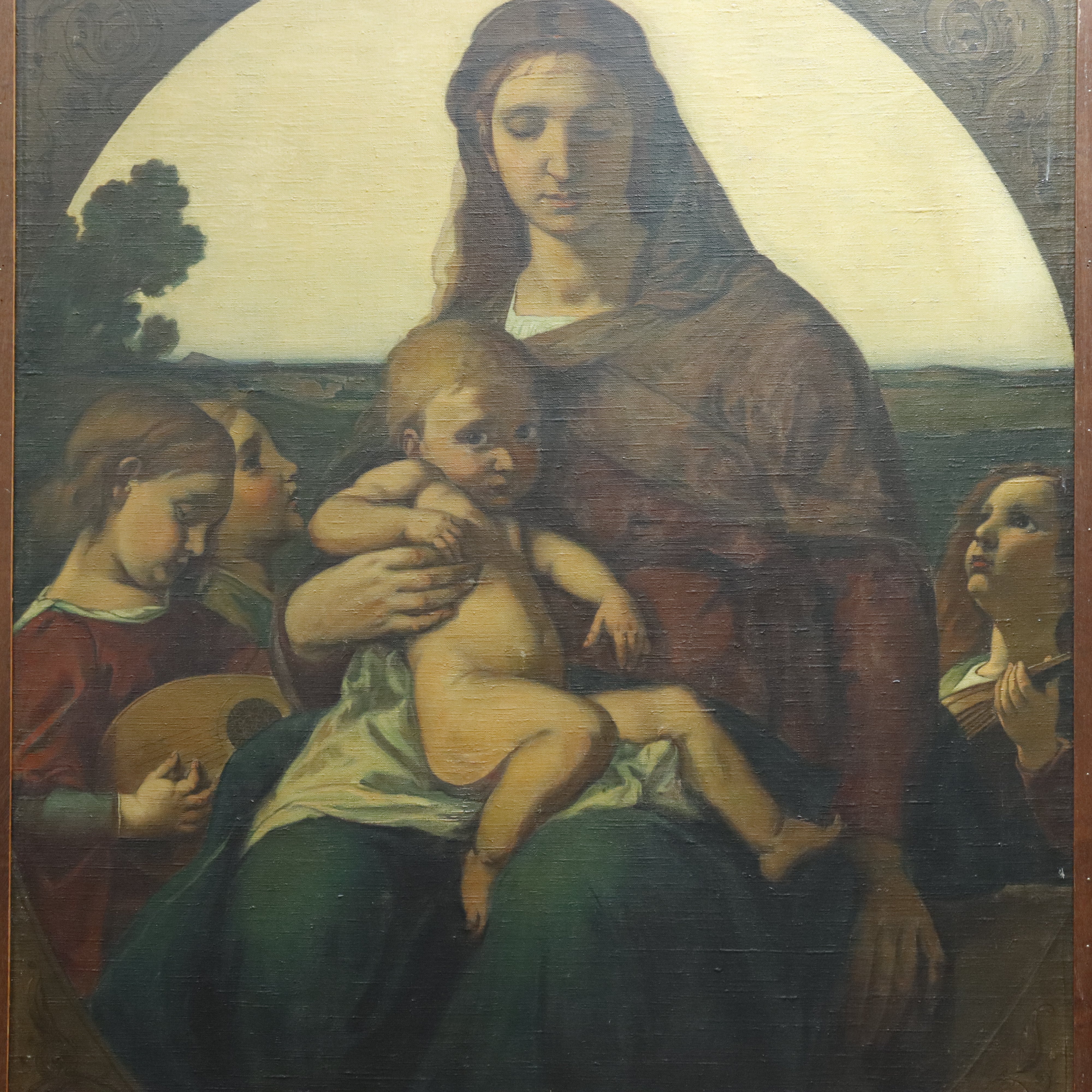 AW983: After Anselm Feuerbach "Mary With Child" Signed H Bach, 1922