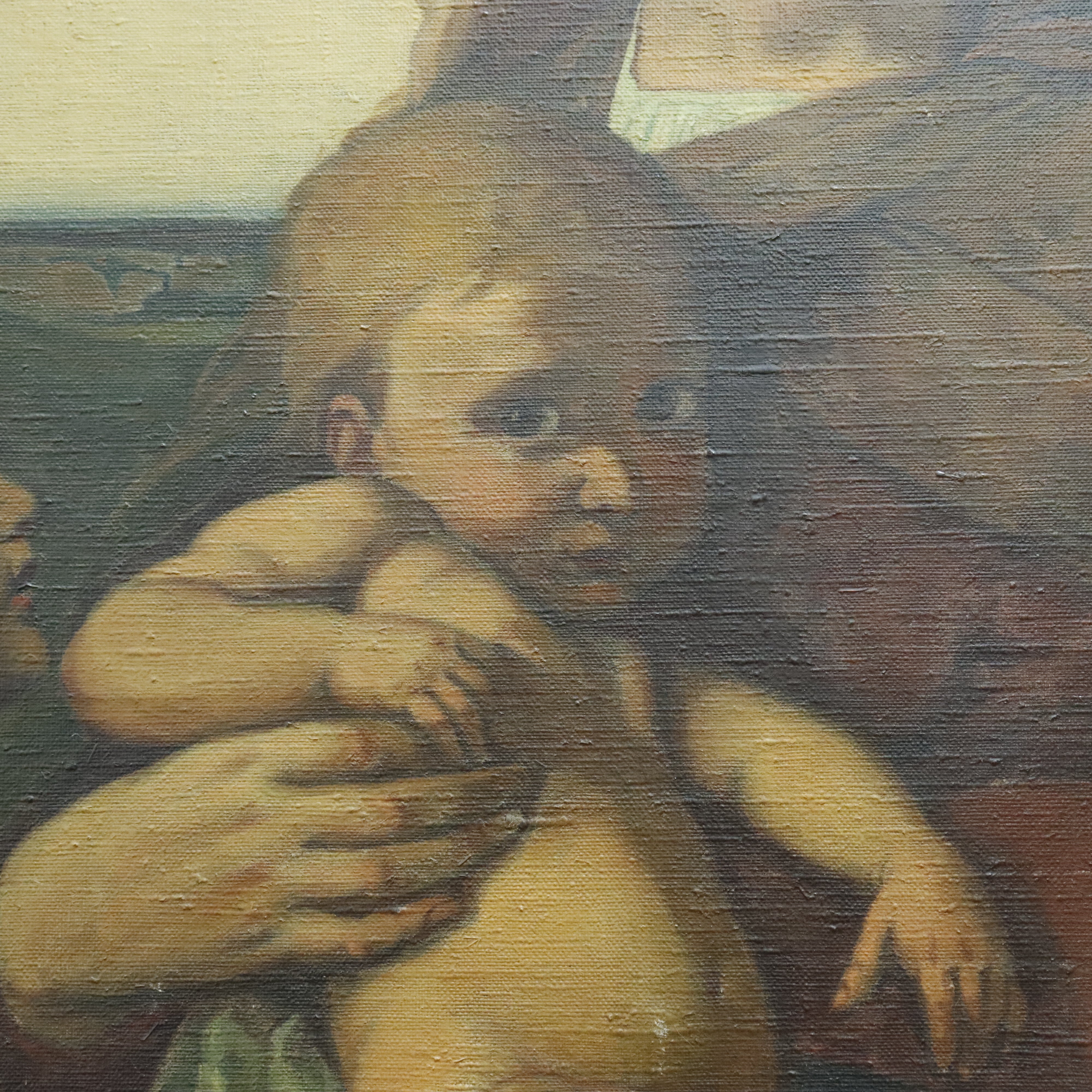 AW983: After Anselm Feuerbach "Mary With Child" Signed H Bach, 1922