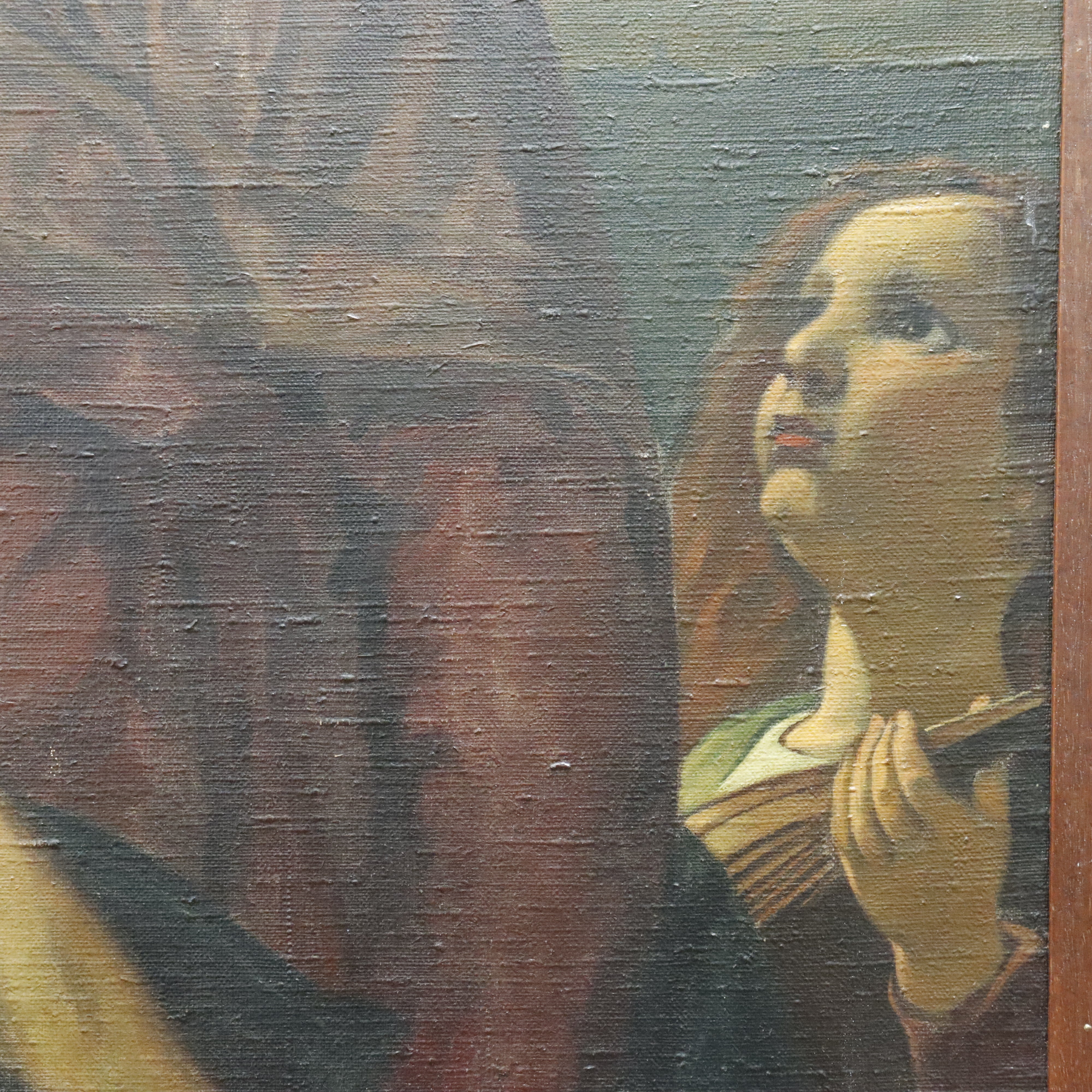 AW983: After Anselm Feuerbach "Mary With Child" Signed H Bach, 1922