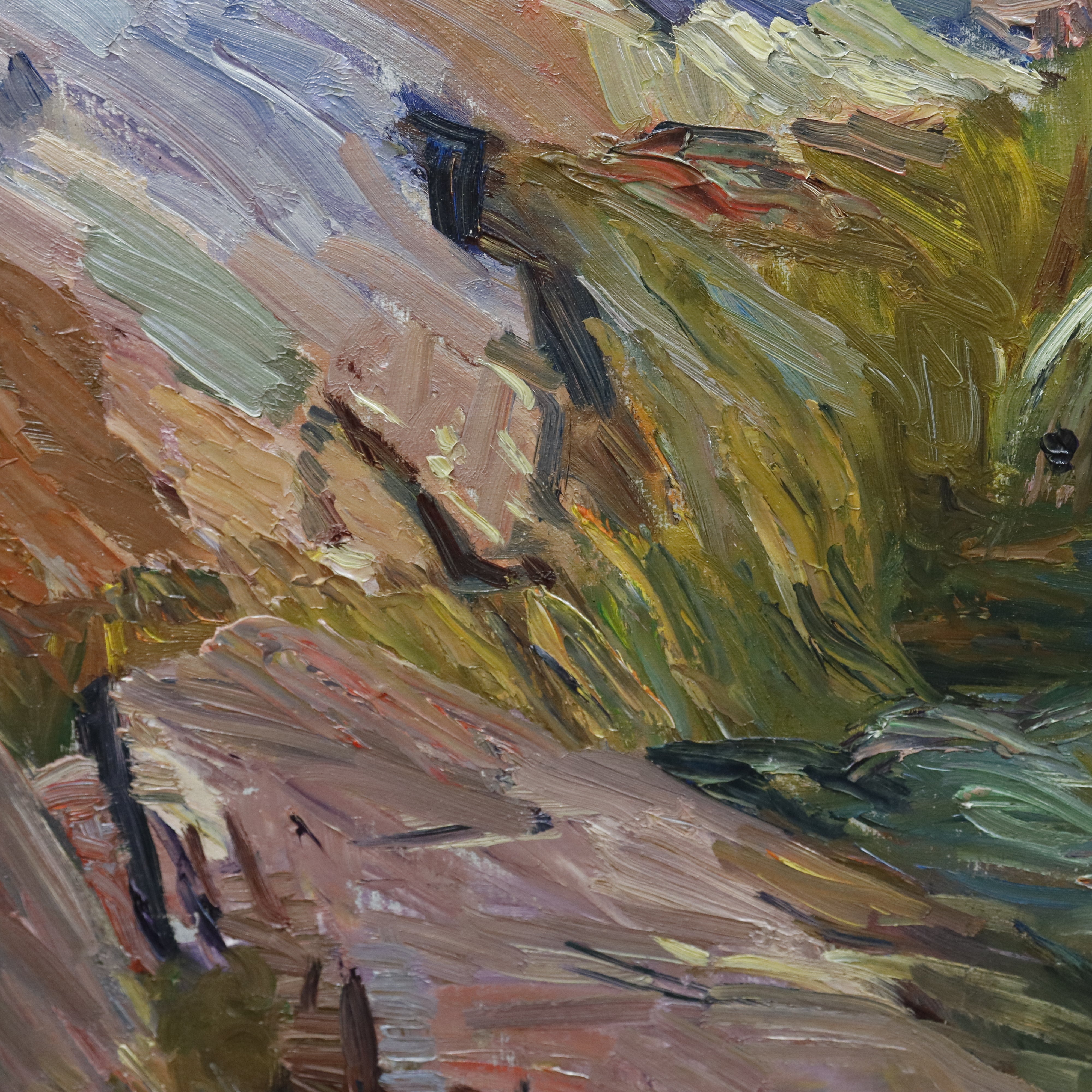 AW995: Agnes Richmond Modernist Oil on Canvas Painting "Gloucester Inlet With Rocks" Circa 1940