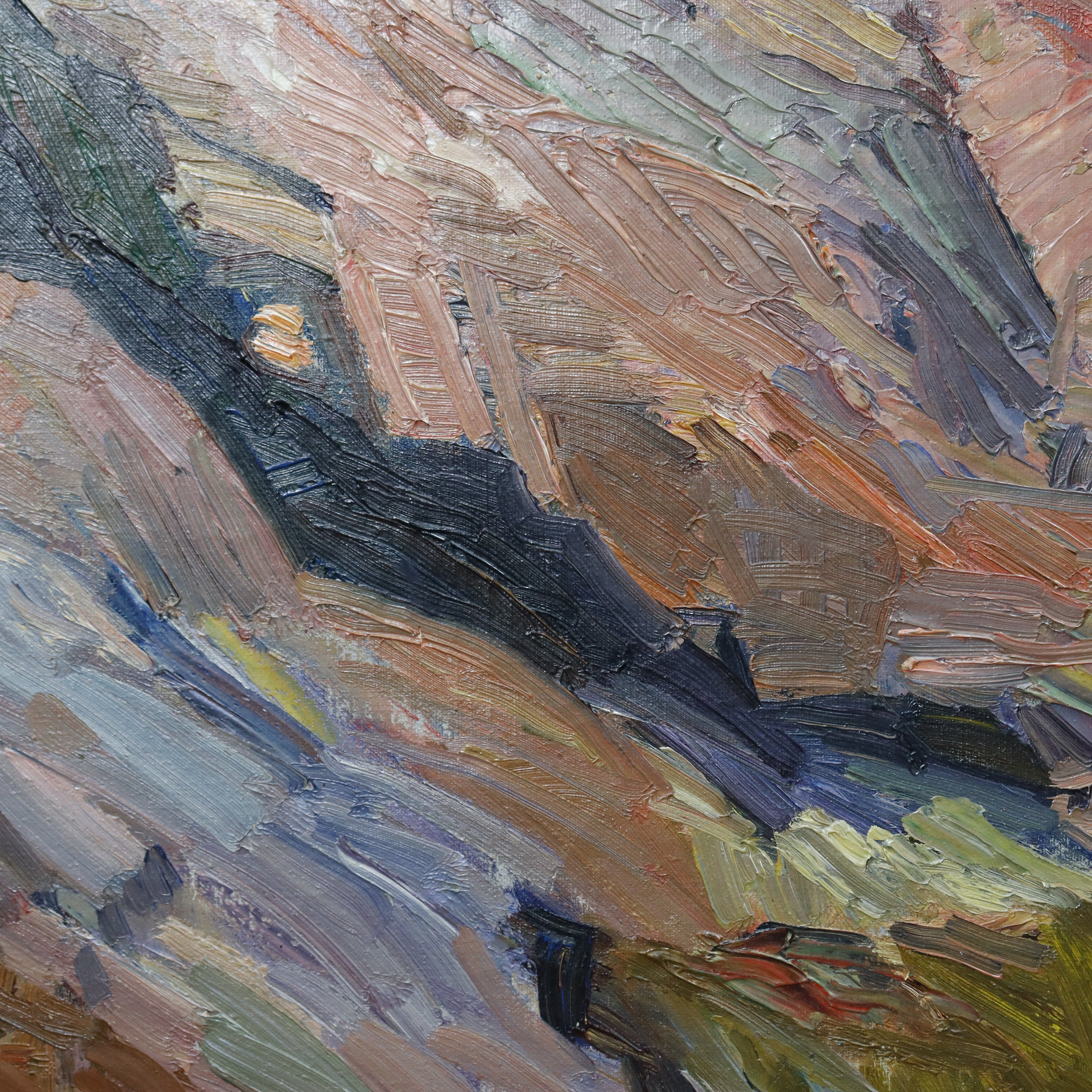 AW995: Agnes Richmond Modernist Oil on Canvas Painting "Gloucester Inlet With Rocks" Circa 1940