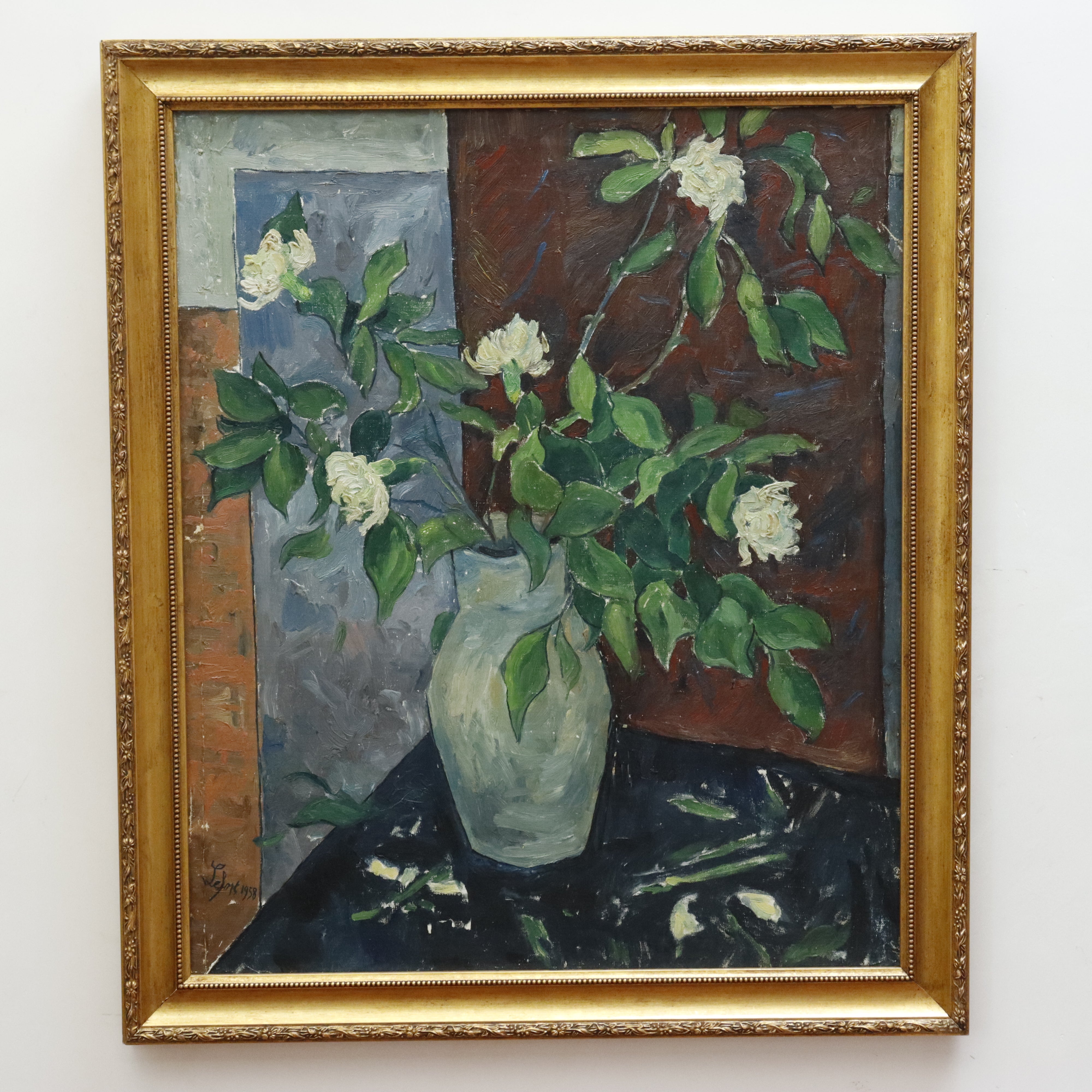 LeForte Modernist Still Life Oil on Canvas Laid to Board 1958 | Work of Man