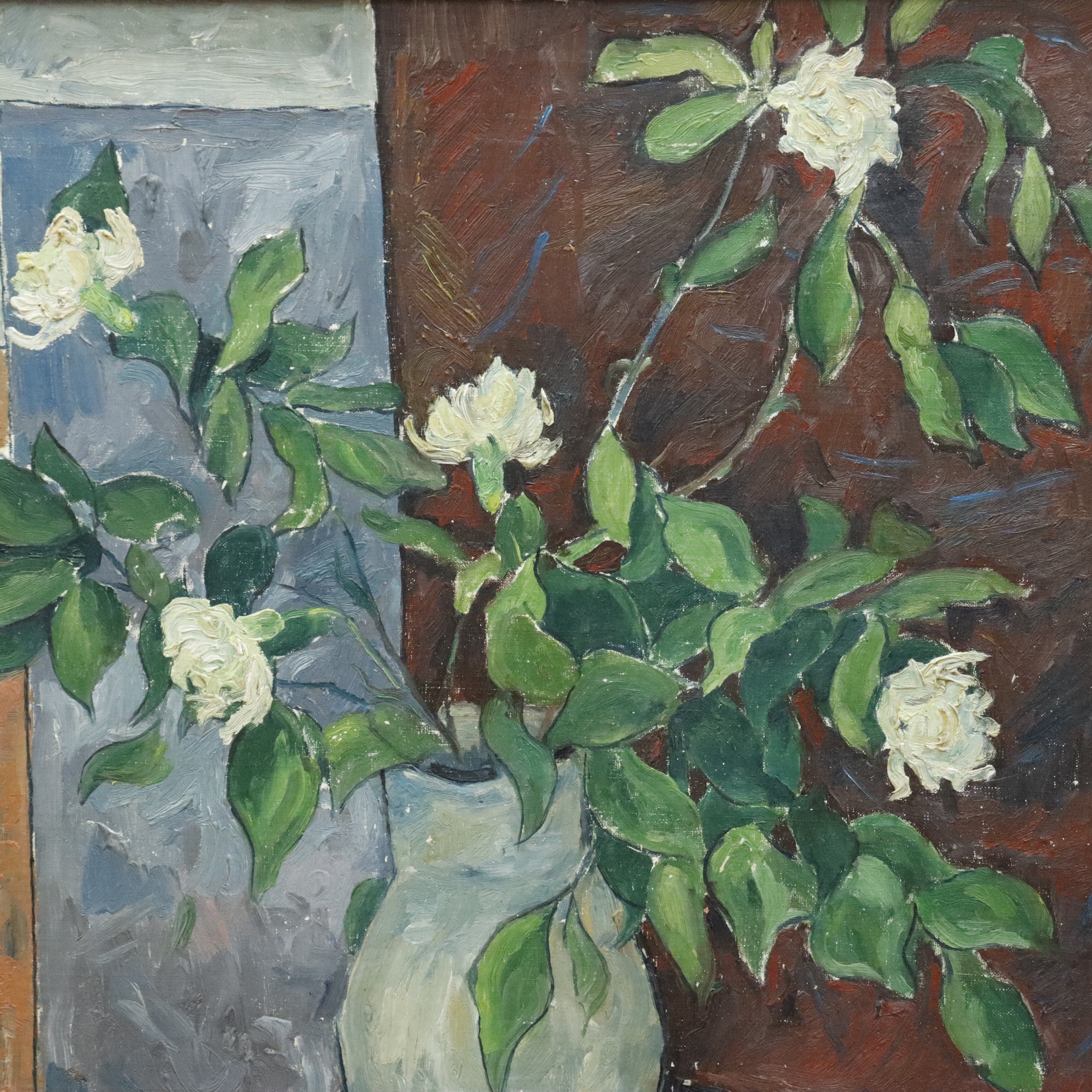 AW017: LeForte Modernist Still Life Oil on Canvas Laid to Board 1958