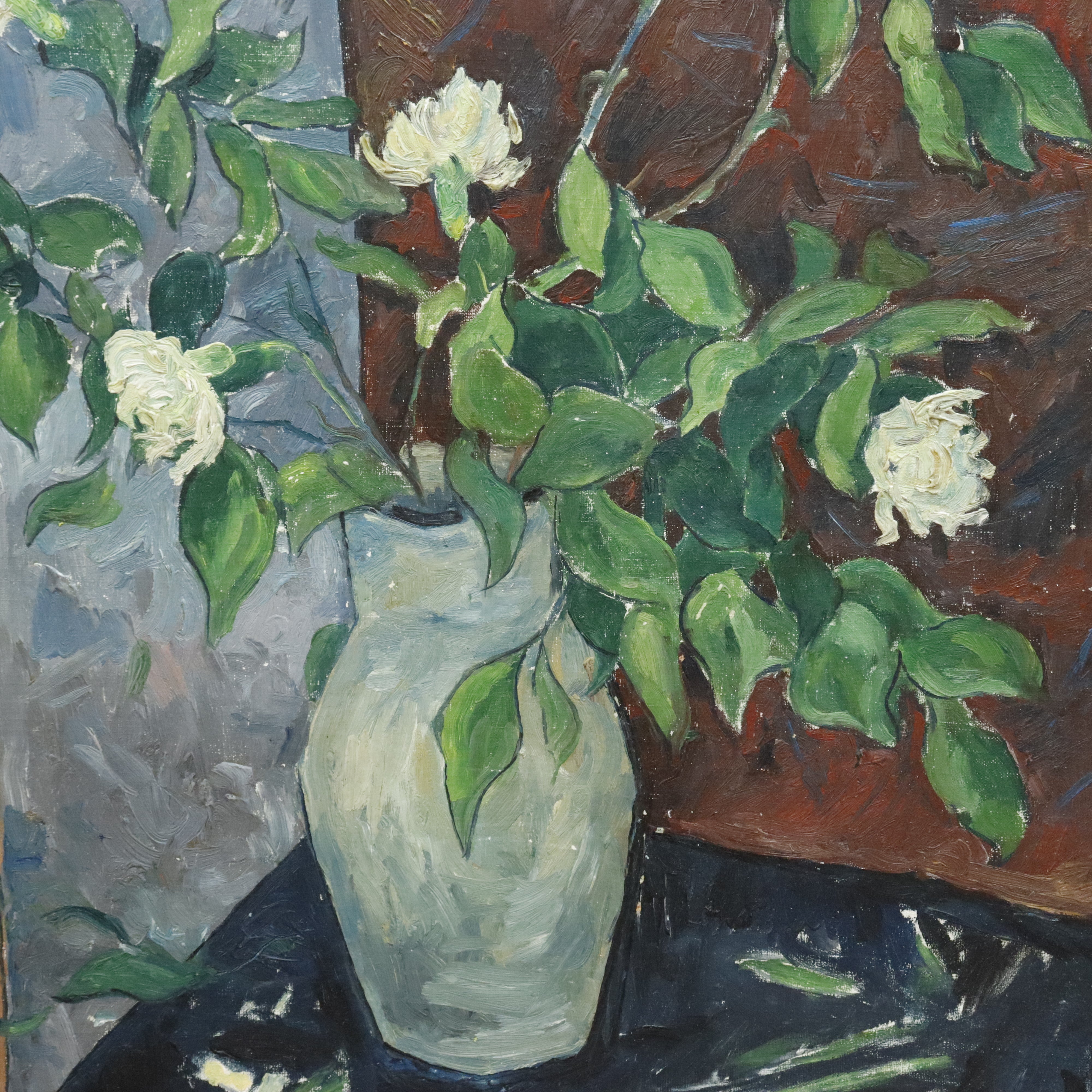 AW017: LeForte Modernist Still Life Oil on Canvas Laid to Board 1958