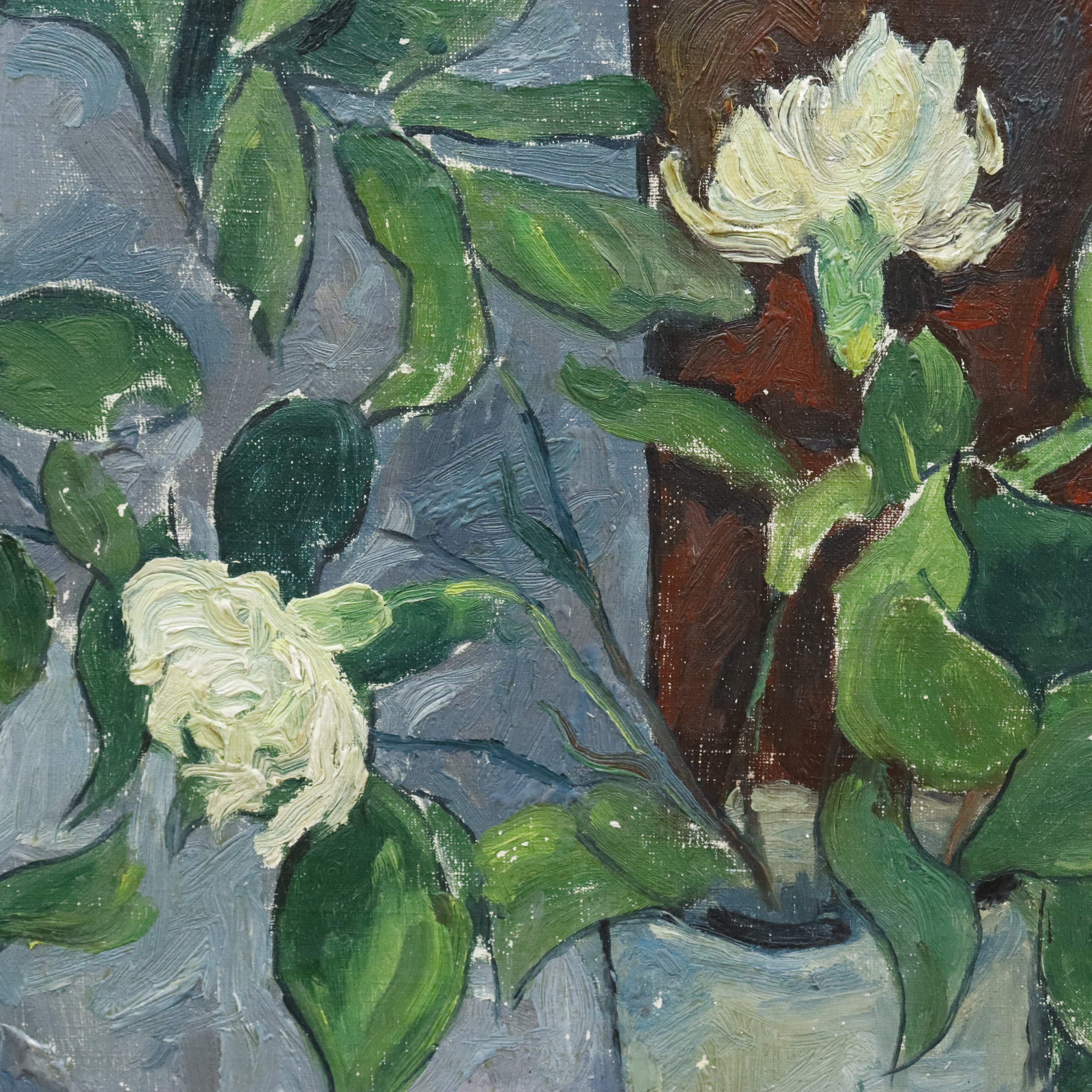 AW017: LeForte Modernist Still Life Oil on Canvas Laid to Board 1958