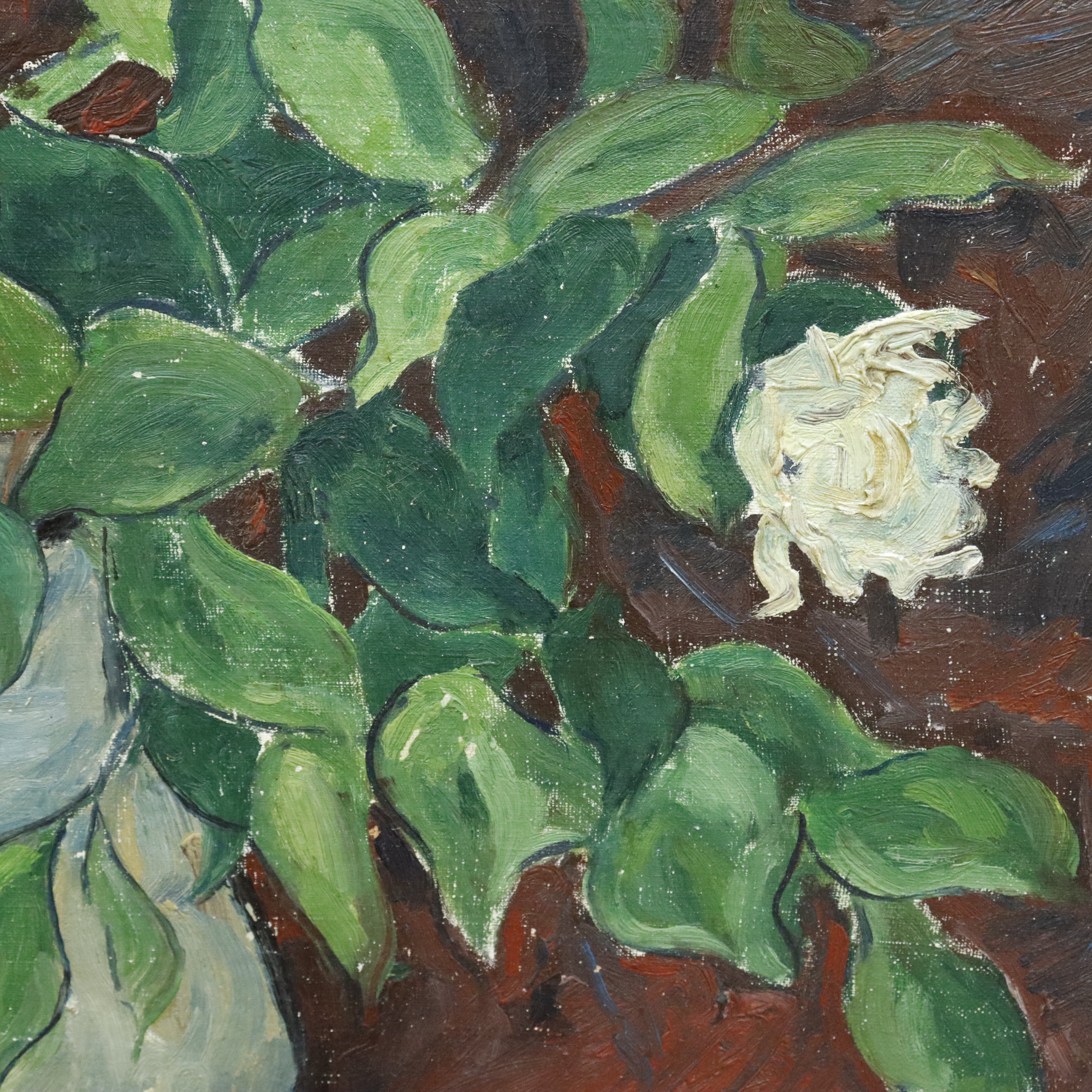 AW017: LeForte Modernist Still Life Oil on Canvas Laid to Board 1958