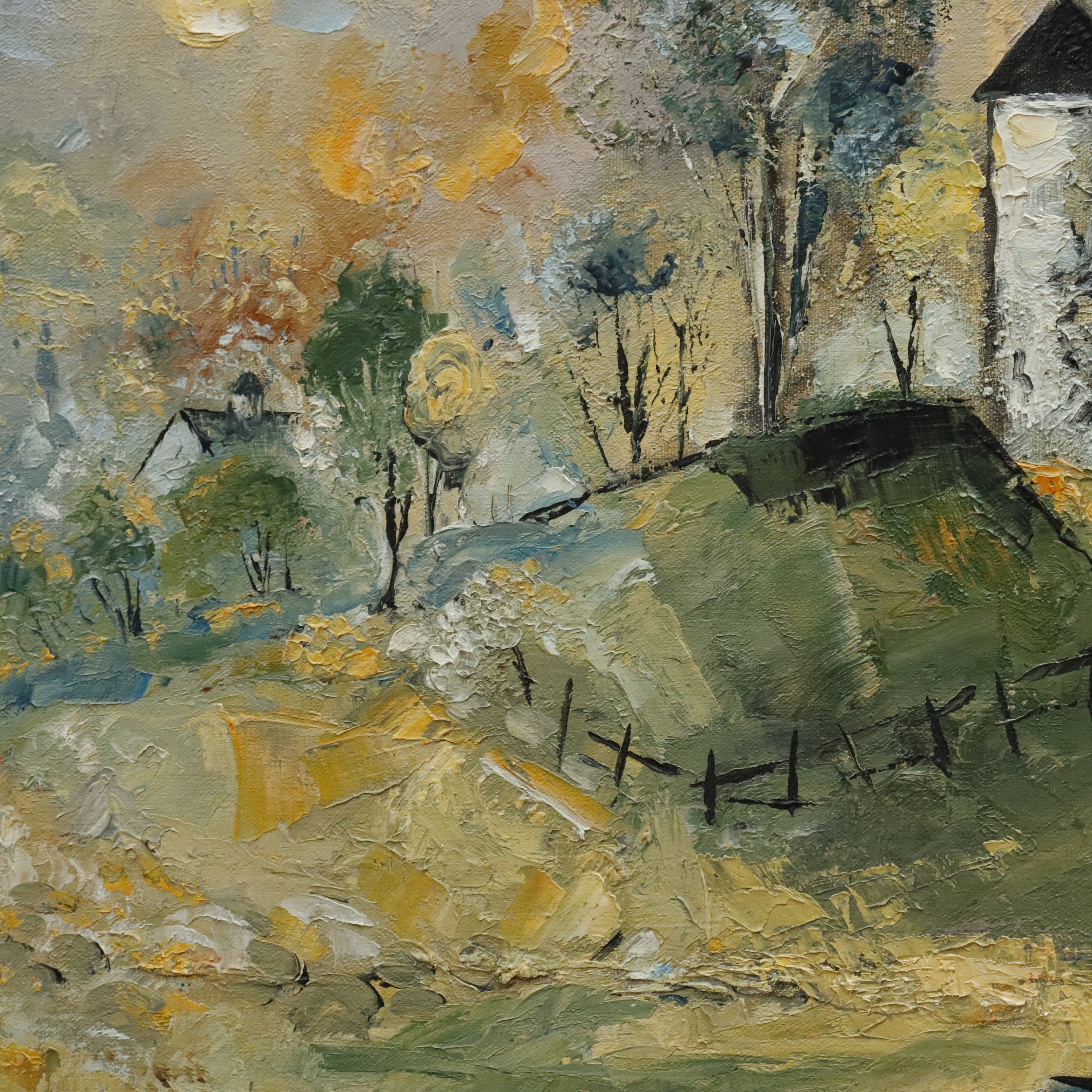 AW996: John Lazarski Polish American Expressionist Landscape Oil on Canvas Painting