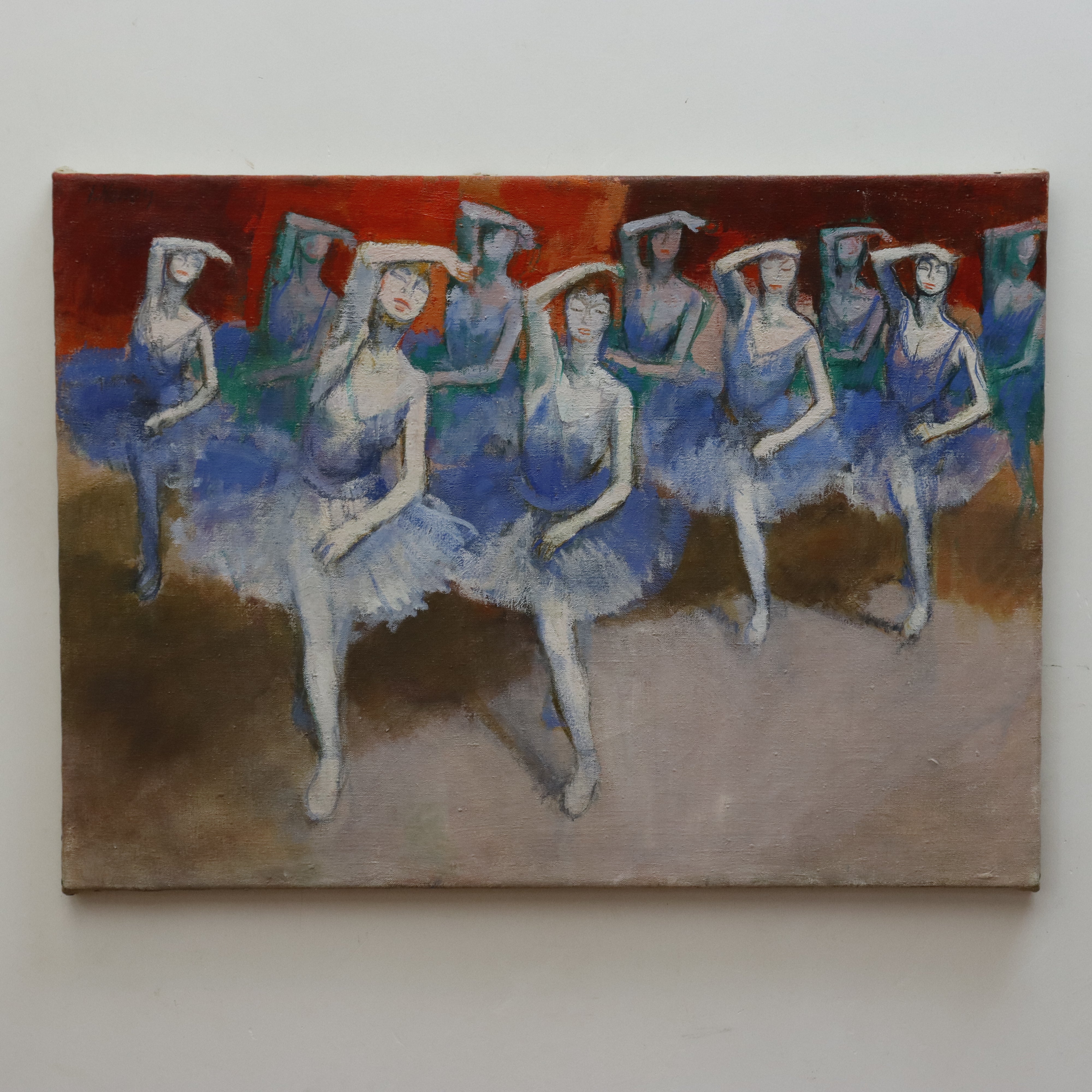 AW997: Jacques Roney Ballet Class Oil on Canvas Painting