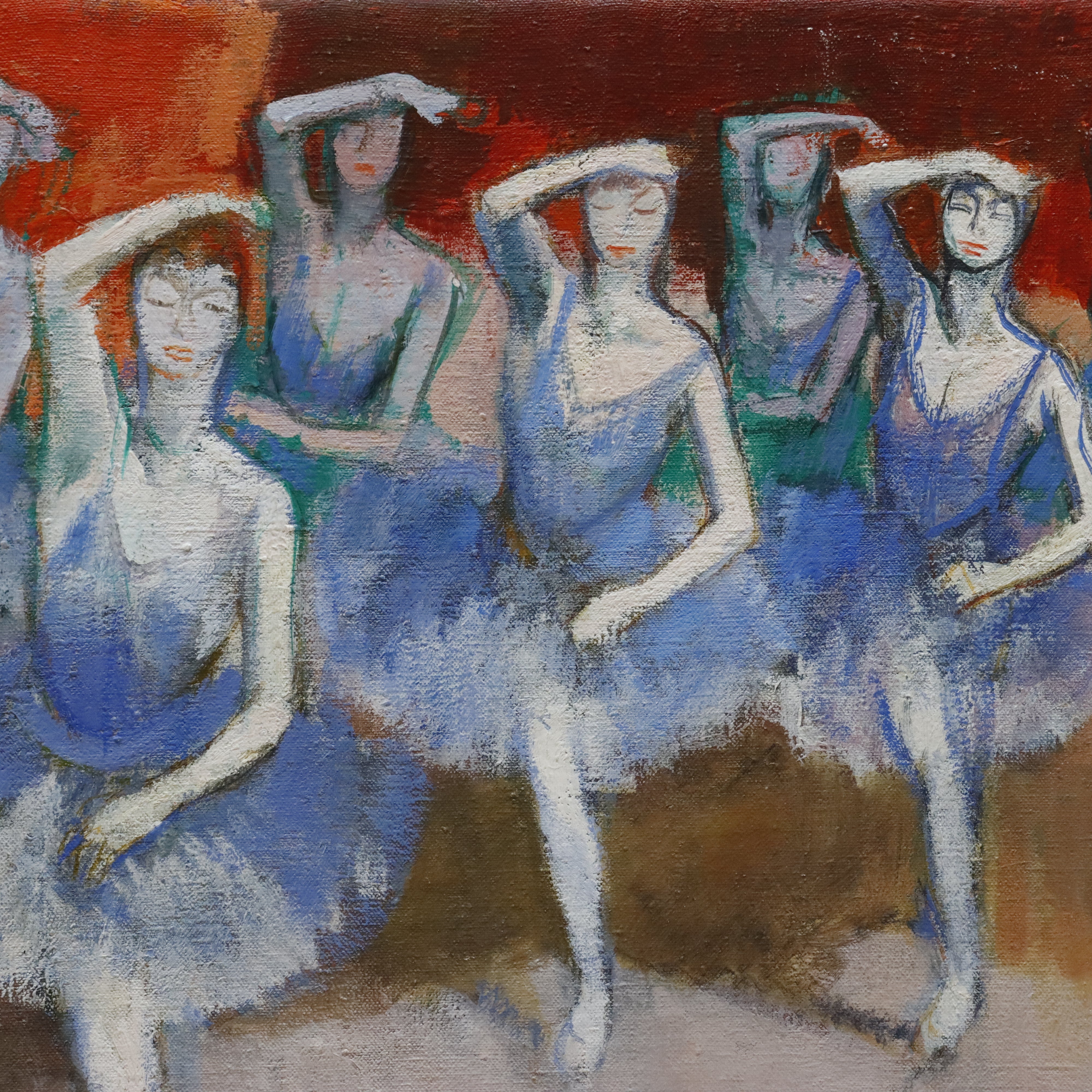 AW997: Jacques Roney Ballet Class Oil on Canvas Painting