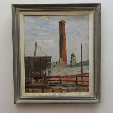 Anton Albers Jr. American WPA Regionalist Industrial Scene Oil on Canvas Painting Circa 1940's | Work of Man