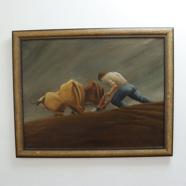 A. Felostein Plowing Day WPA Regionalist Oil on Canvas Painting 1943 | Work of Man
