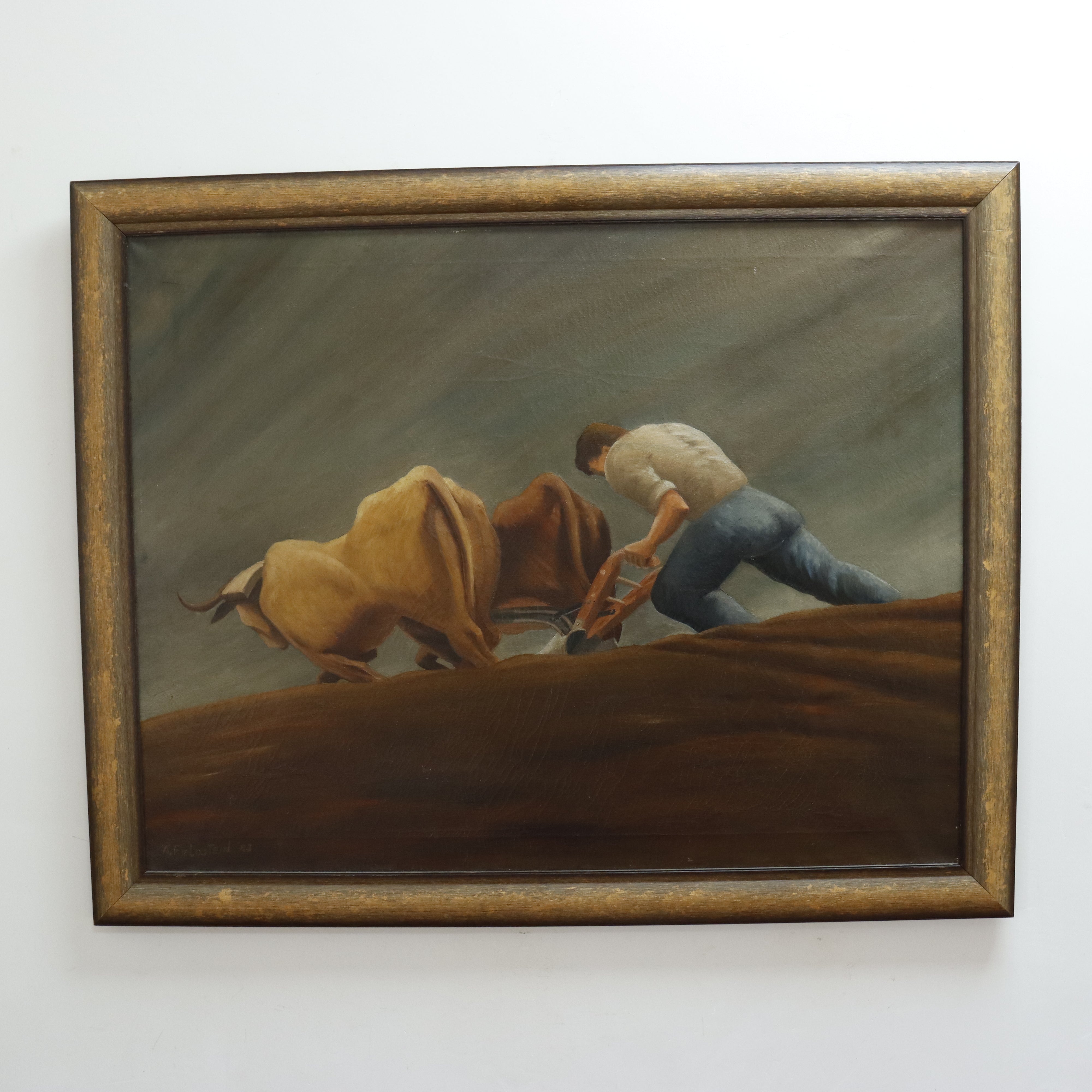 A. Felostein Plowing Day WPA Regionalist Oil on Canvas Painting 1943 | Work of Man