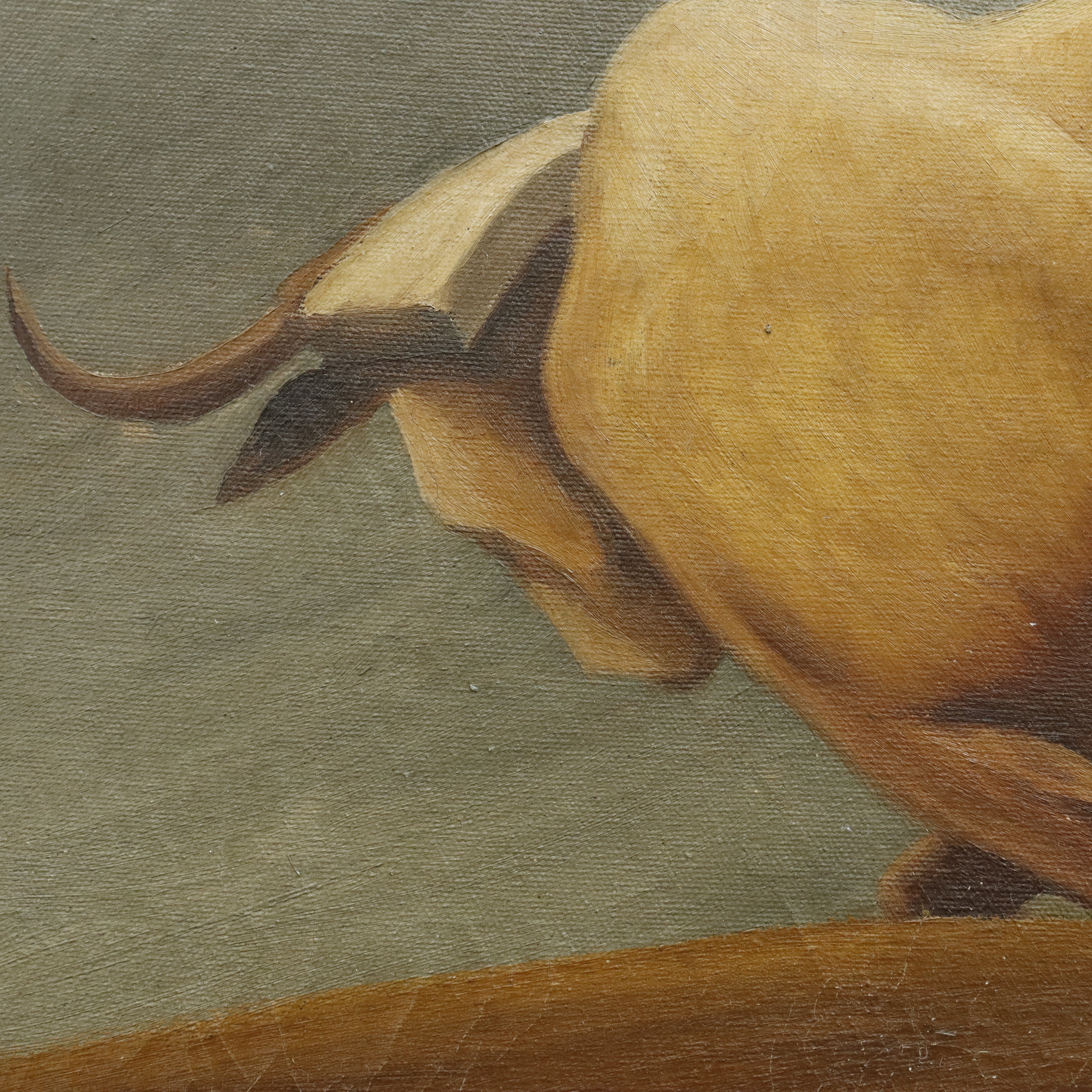 AW041: A. Felostein Plowing Day WPA Regionalist Oil on Canvas Painting 1943