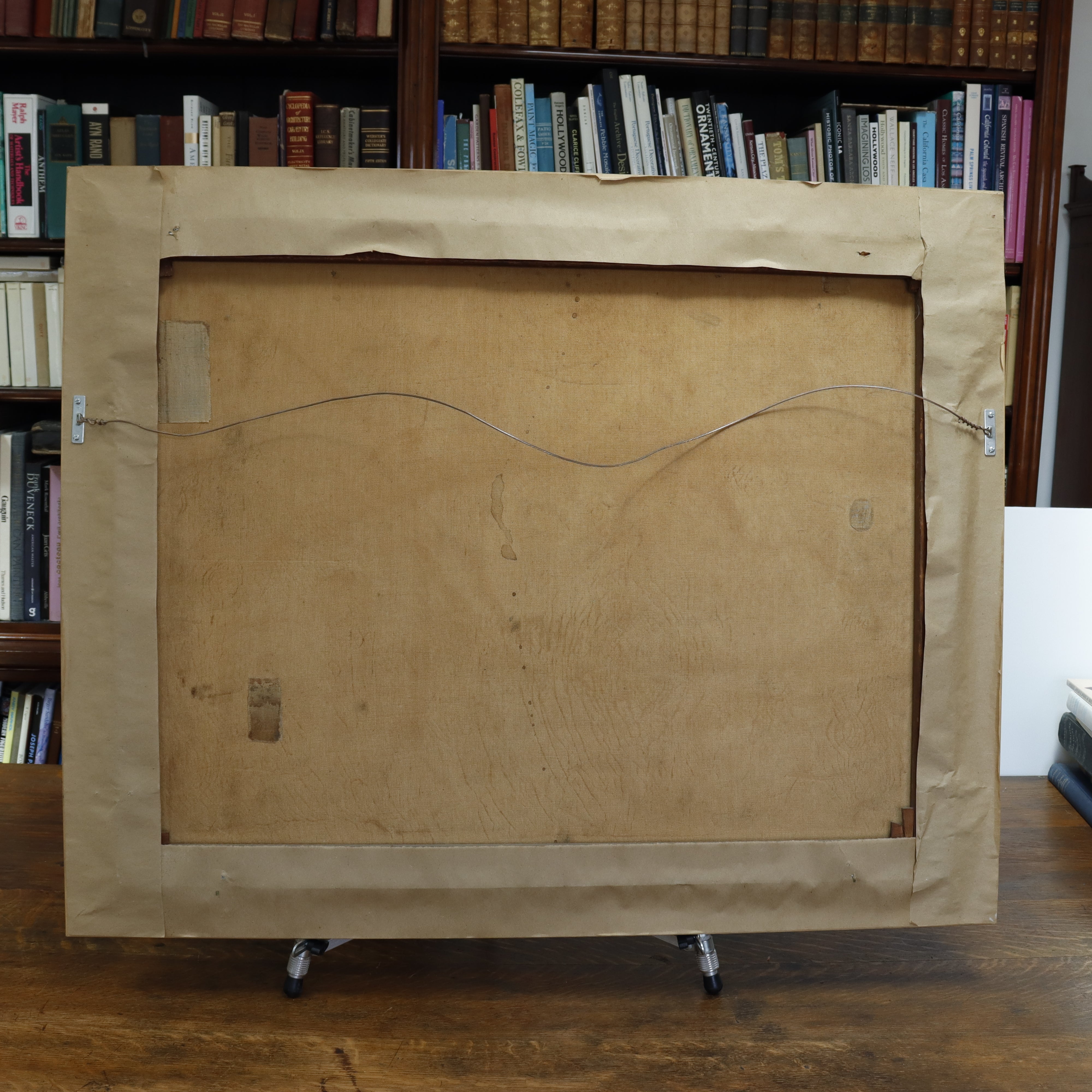 AW041: A. Felostein Plowing Day WPA Regionalist Oil on Canvas Painting 1943