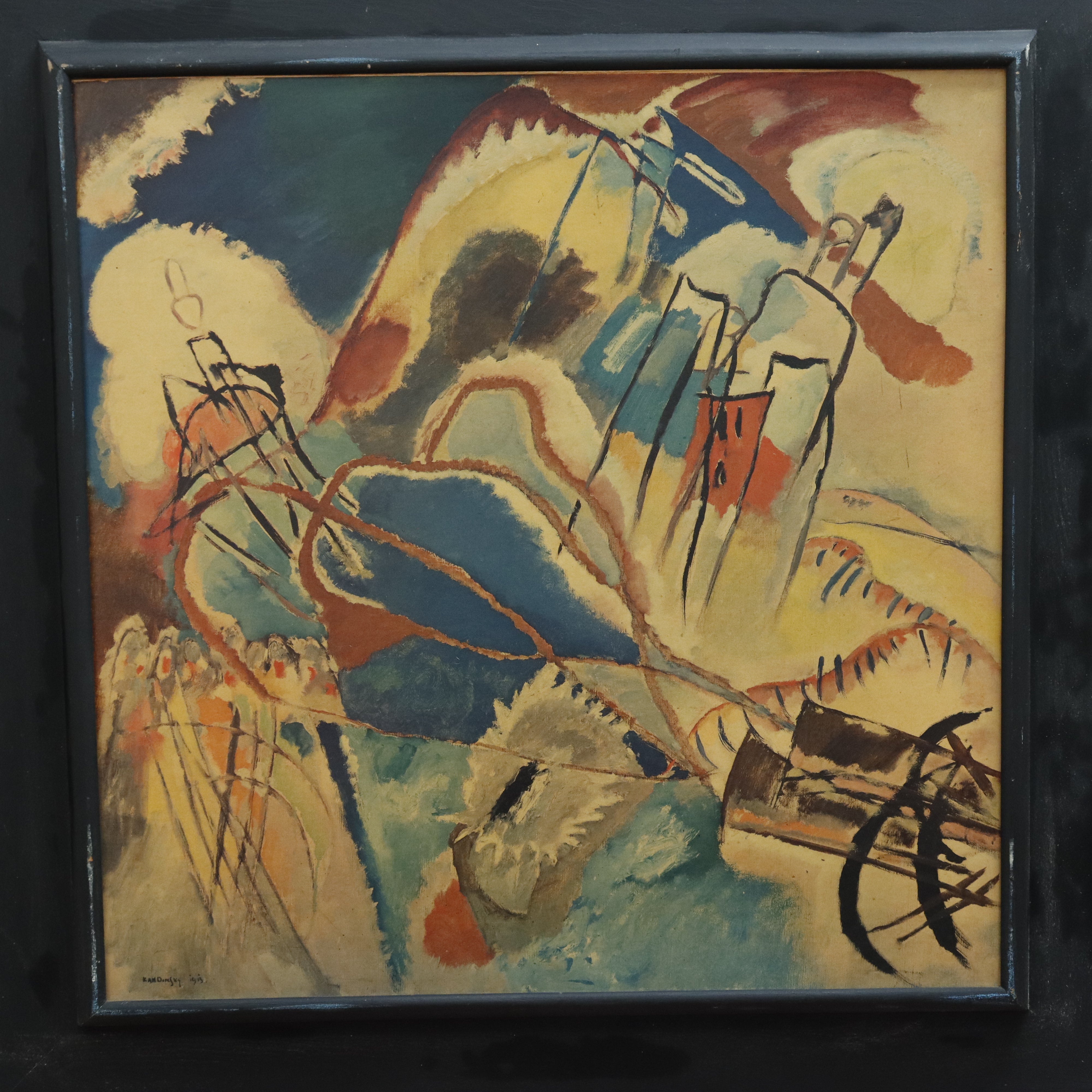 AW8-020: Wassilly Kandinsky "Improvisation No. 30 Cannons" Circa 1930's Lithographic Print Laid to Board