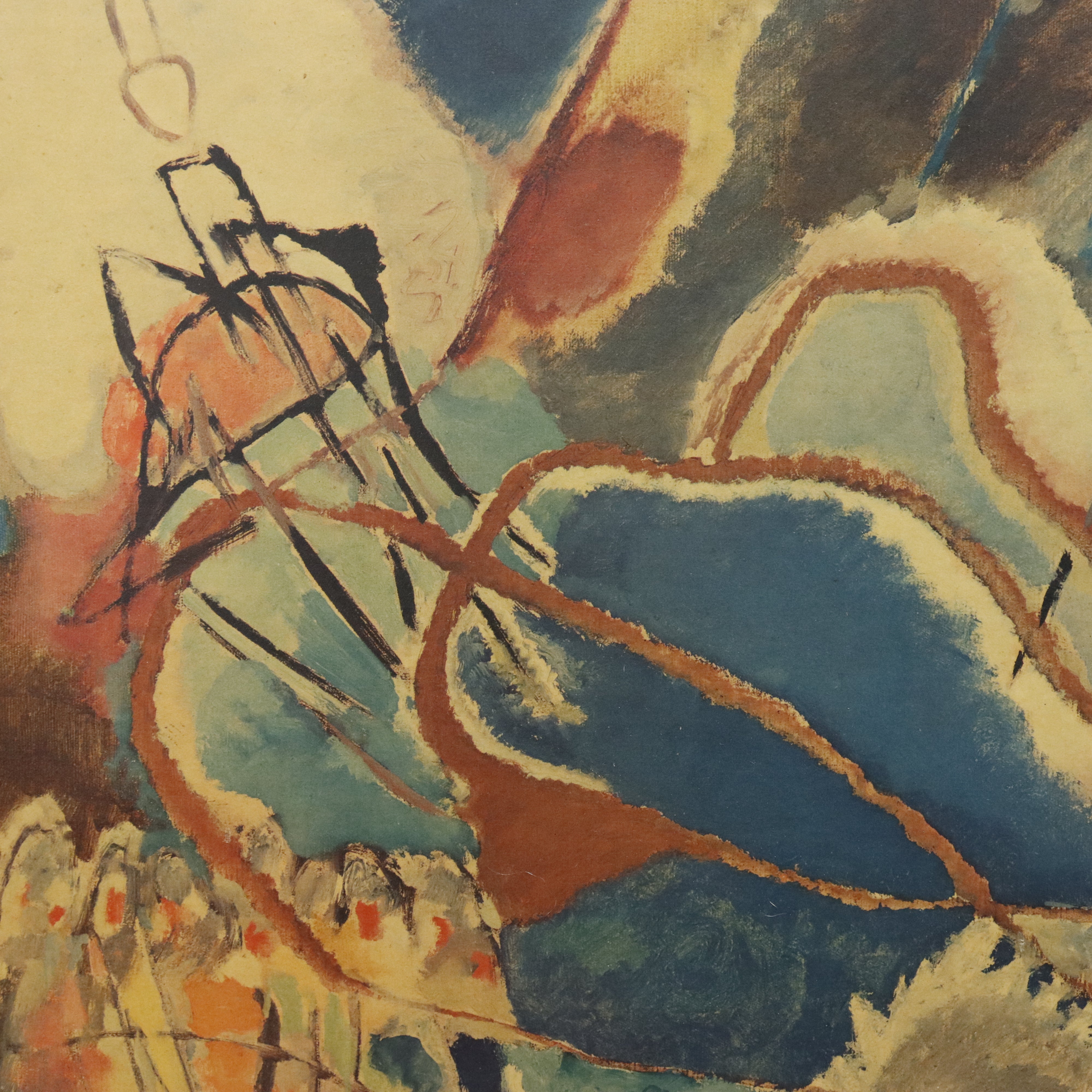 AW8-020: Wassilly Kandinsky "Improvisation No. 30 Cannons" Circa 1930's Lithographic Print Laid to Board