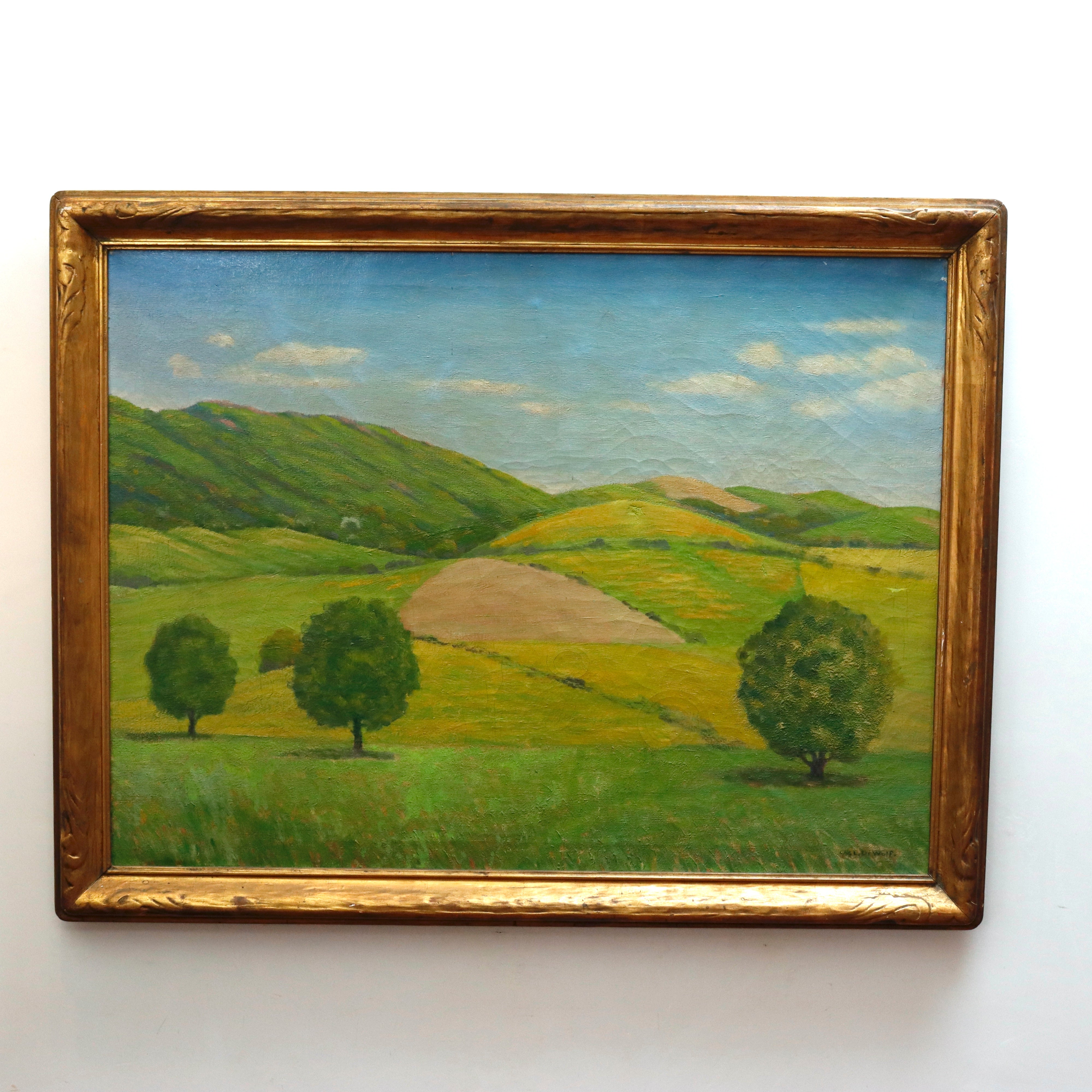 AW093: Wallace De Wolf American Impressionist Old Vermont Landscape Oil on Canvas Painting
