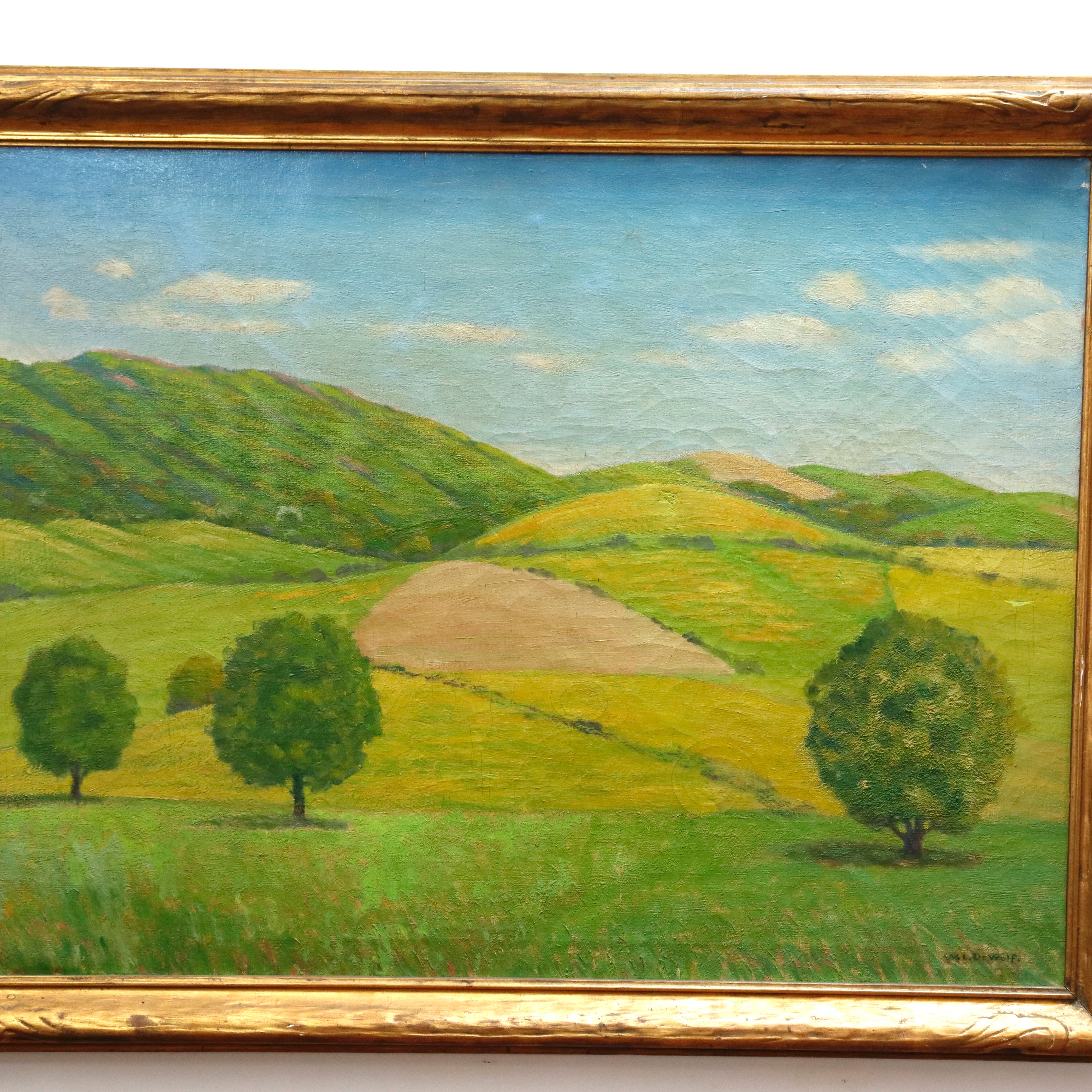 AW093: Wallace De Wolf American Impressionist Old Vermont Landscape Oil on Canvas Painting