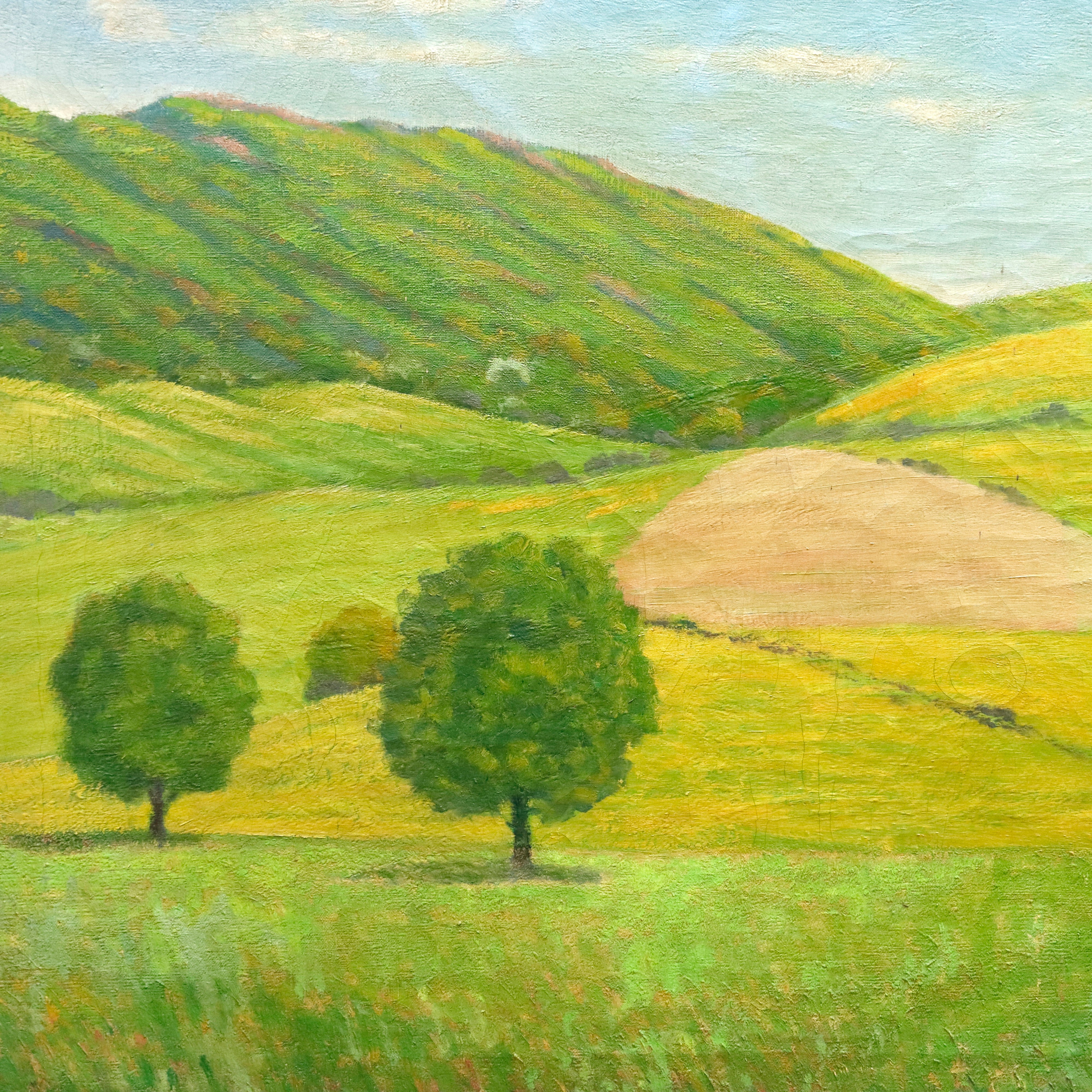 AW093: Wallace De Wolf American Impressionist Old Vermont Landscape Oil on Canvas Painting