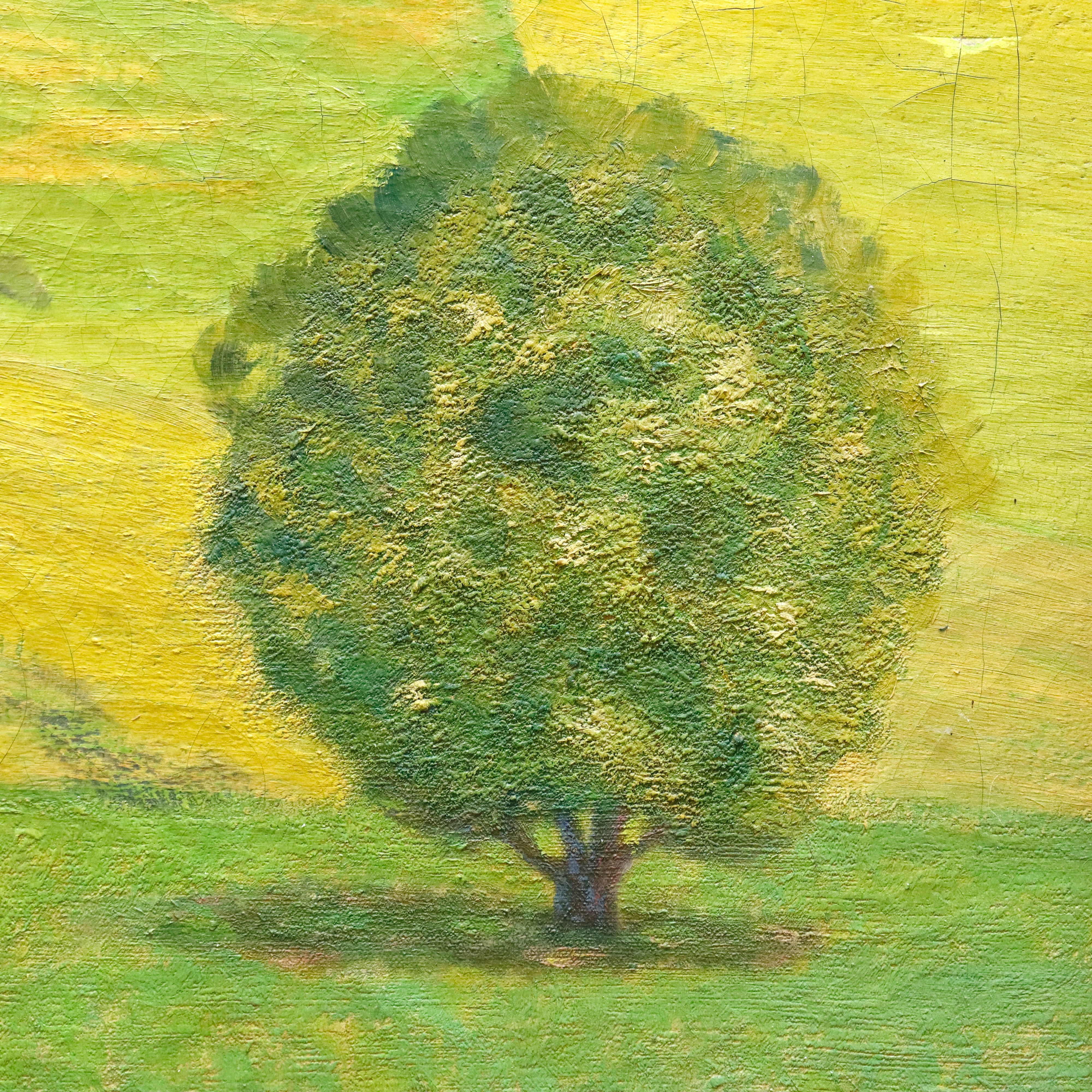 AW093: Wallace De Wolf American Impressionist Old Vermont Landscape Oil on Canvas Painting