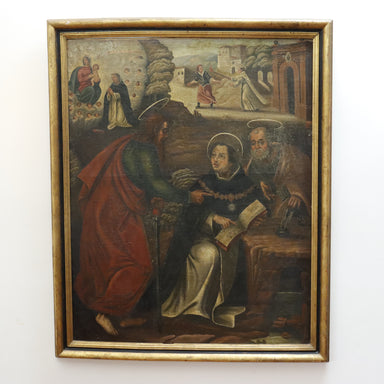 Antique Religious Painting Life of a Saint European School Oil on Canvas Painting 18th Century | Work of Man