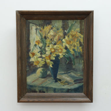 English Modern School Still Life Oil on Canvas Painting of Daffodils | Work of Man