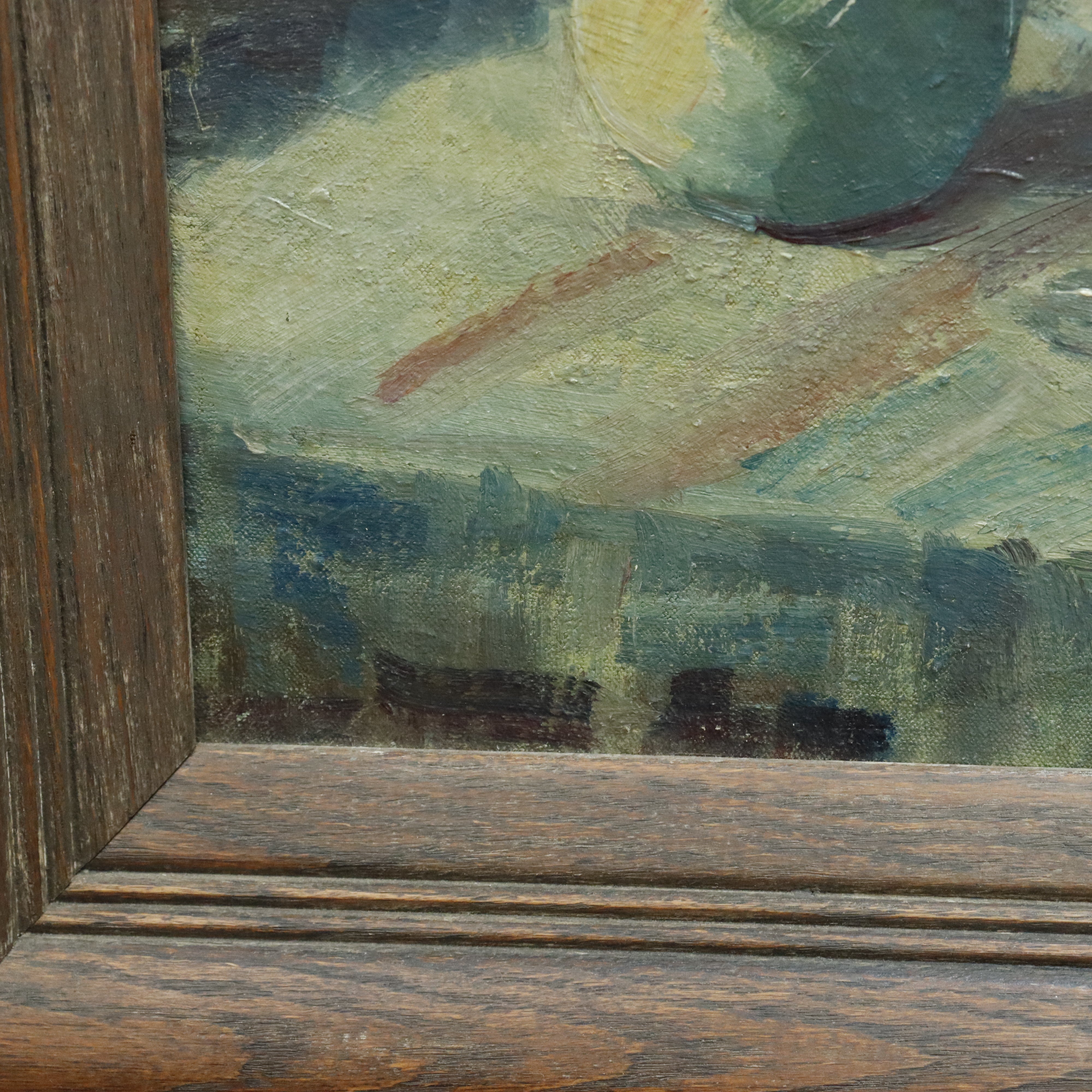 AW014: English Modern School Still Life Oil on Canvas Painting of Daffodils