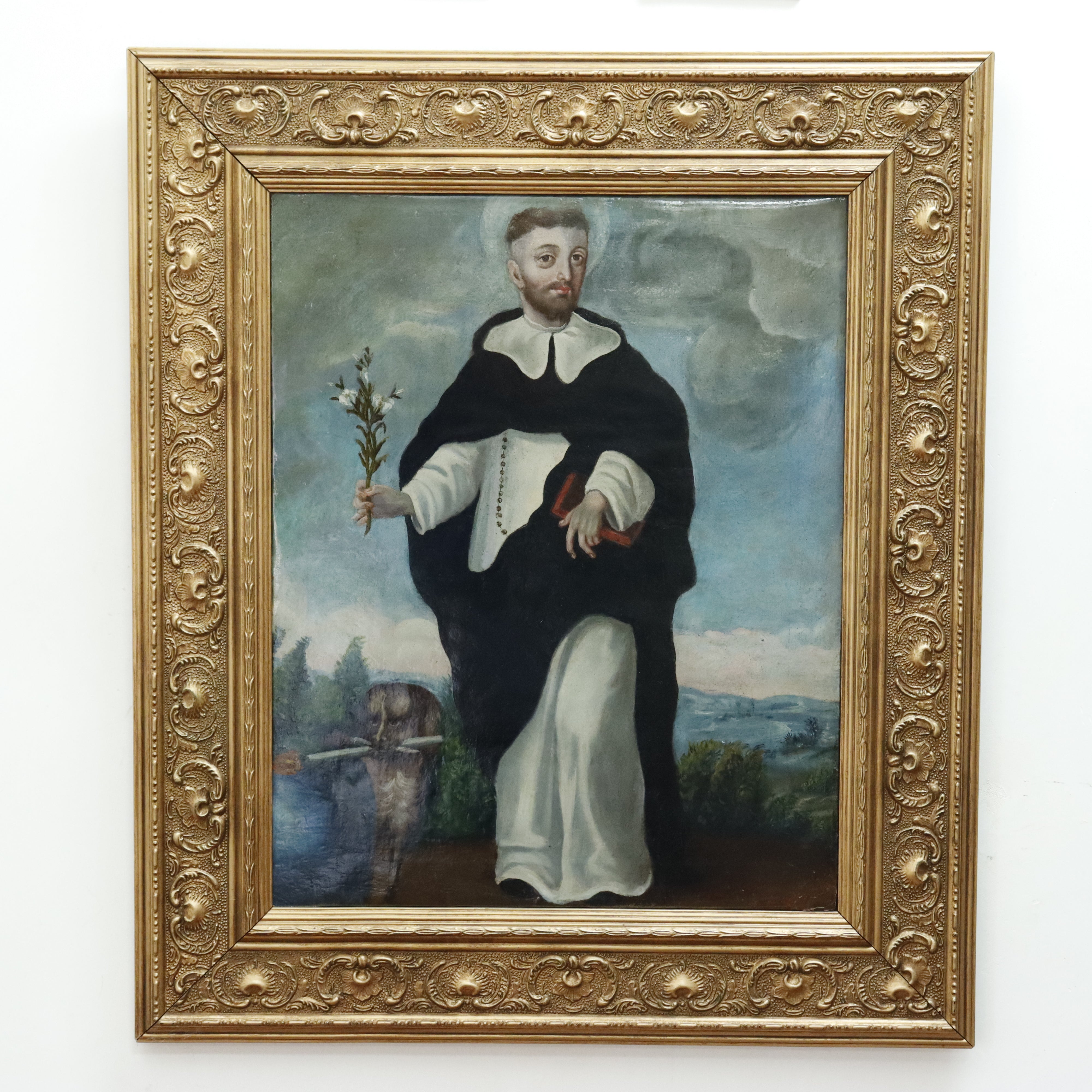 AW077: 18th Century Spanish Colonial School - Saint Dominic -  Oil on Canvas