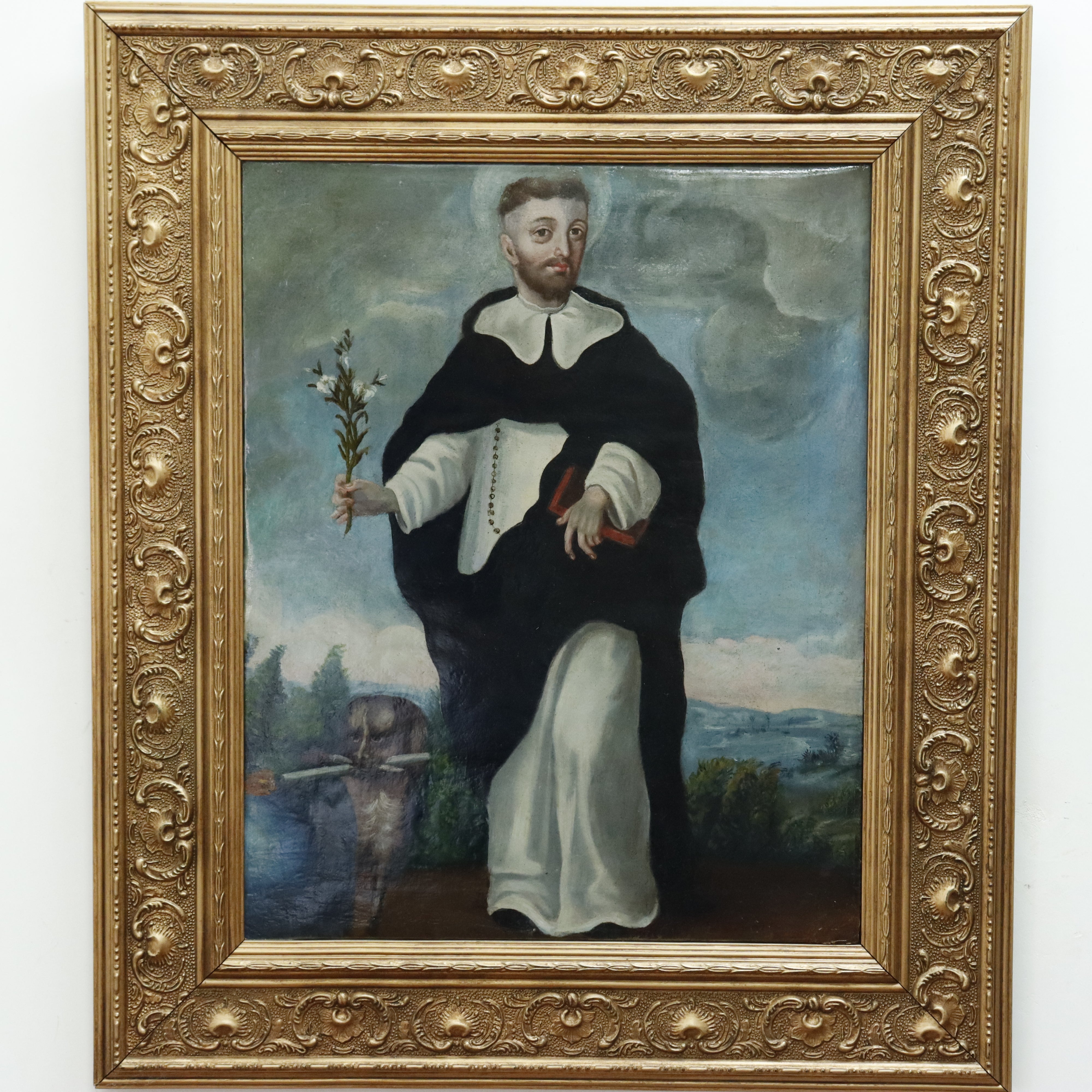 AW077: 18th Century Spanish Colonial School - Saint Dominic -  Oil on Canvas