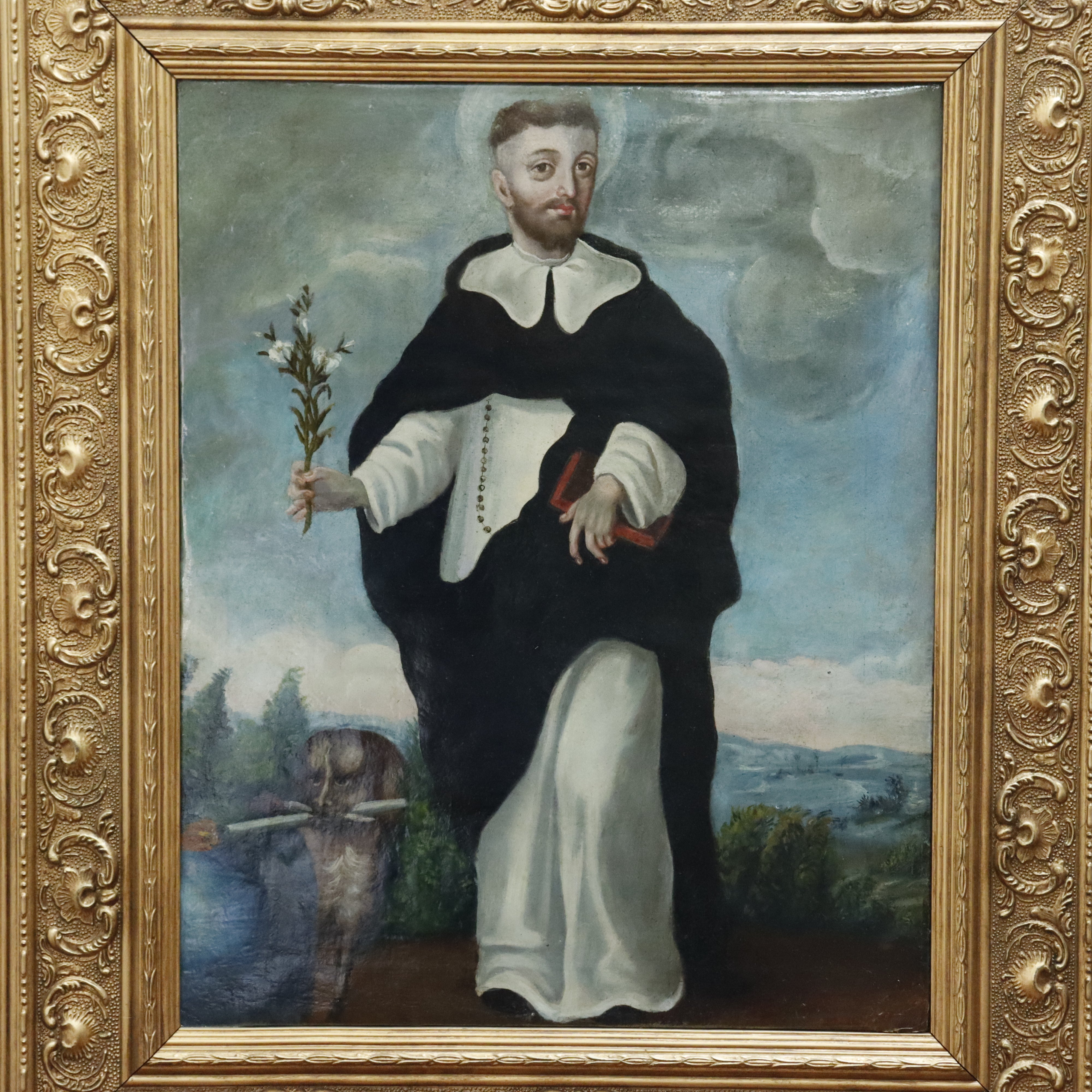 AW077: 18th Century Spanish Colonial School - Saint Dominic -  Oil on Canvas