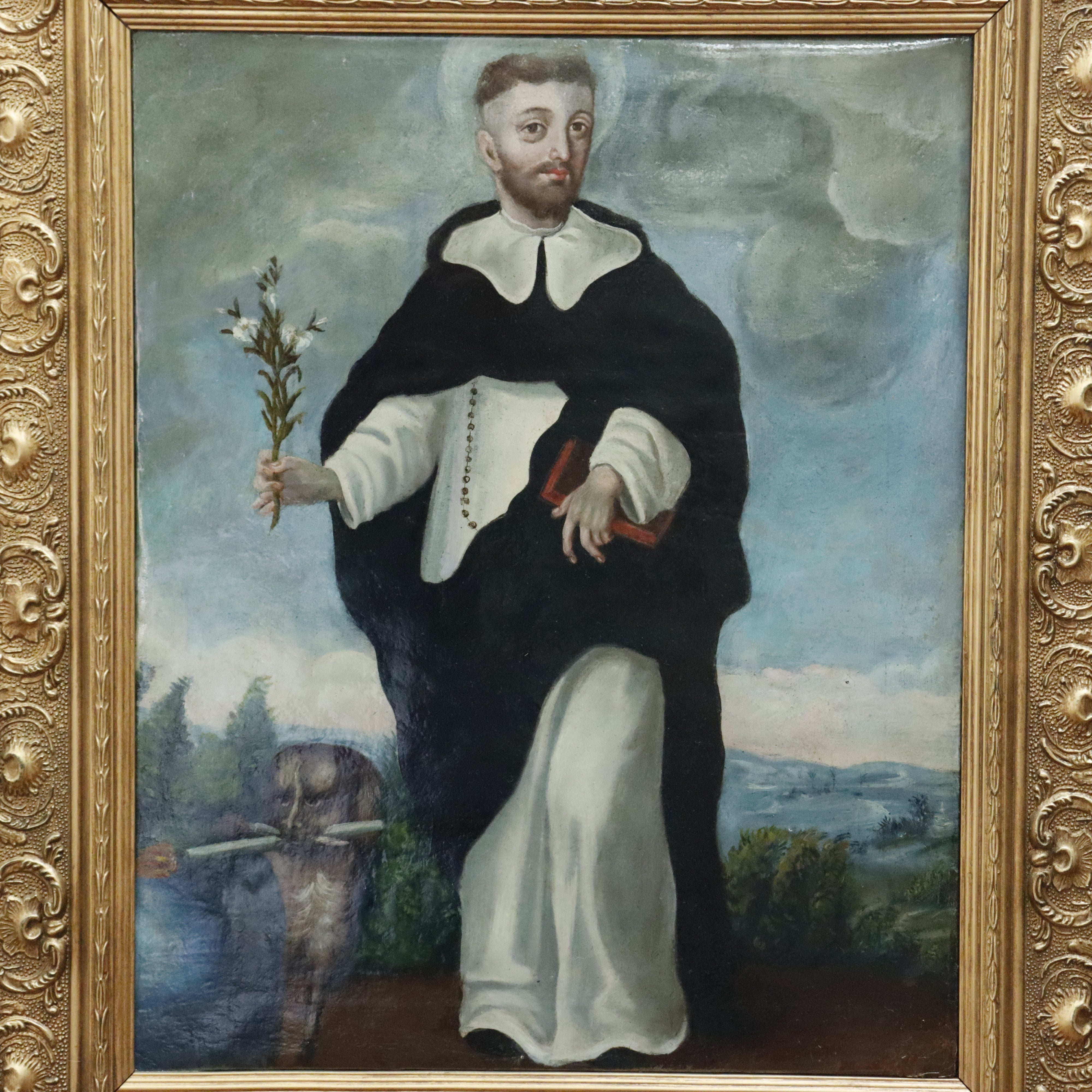 AW077: 18th Century Spanish Colonial School - Saint Dominic -  Oil on Canvas