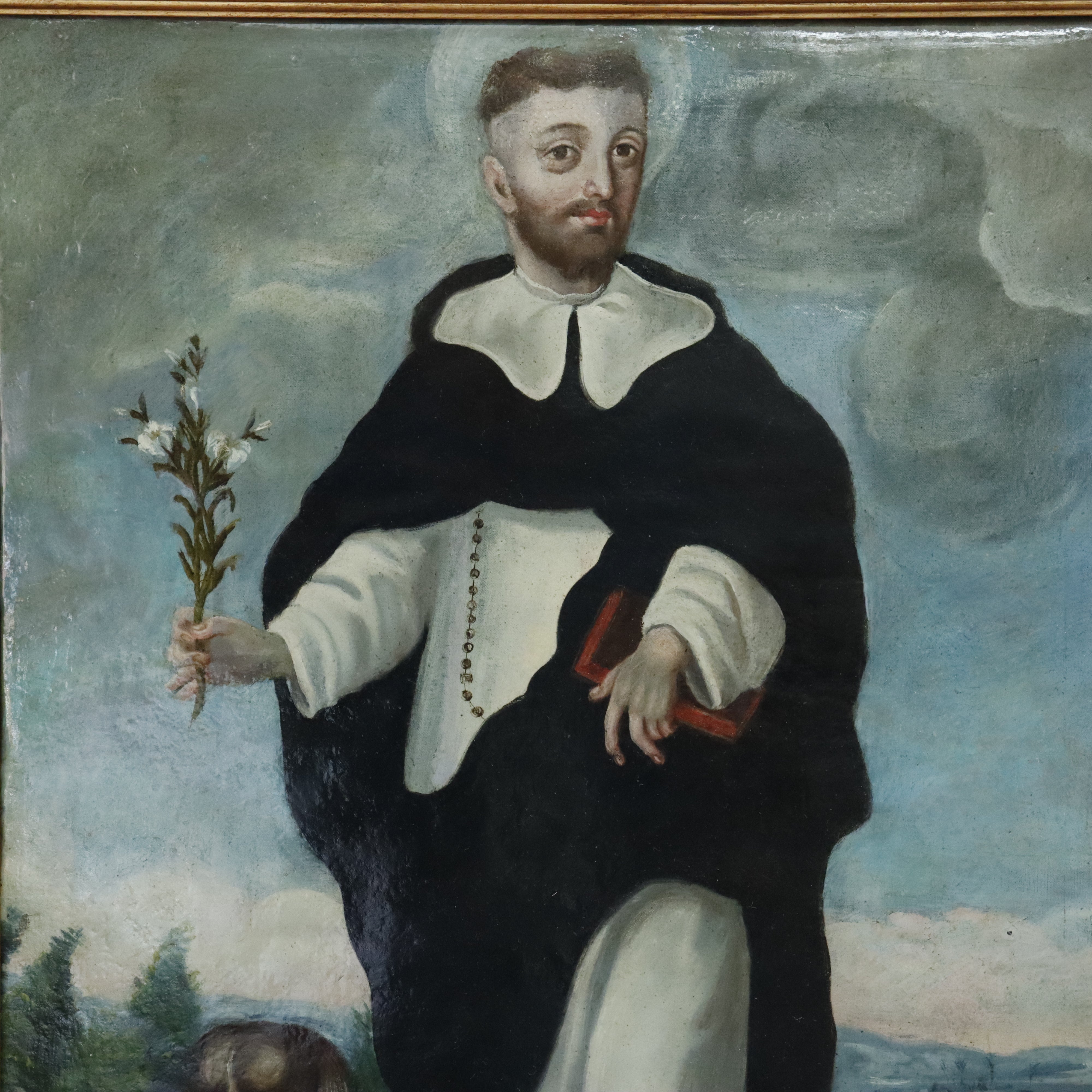 AW077: 18th Century Spanish Colonial School - Saint Dominic -  Oil on Canvas