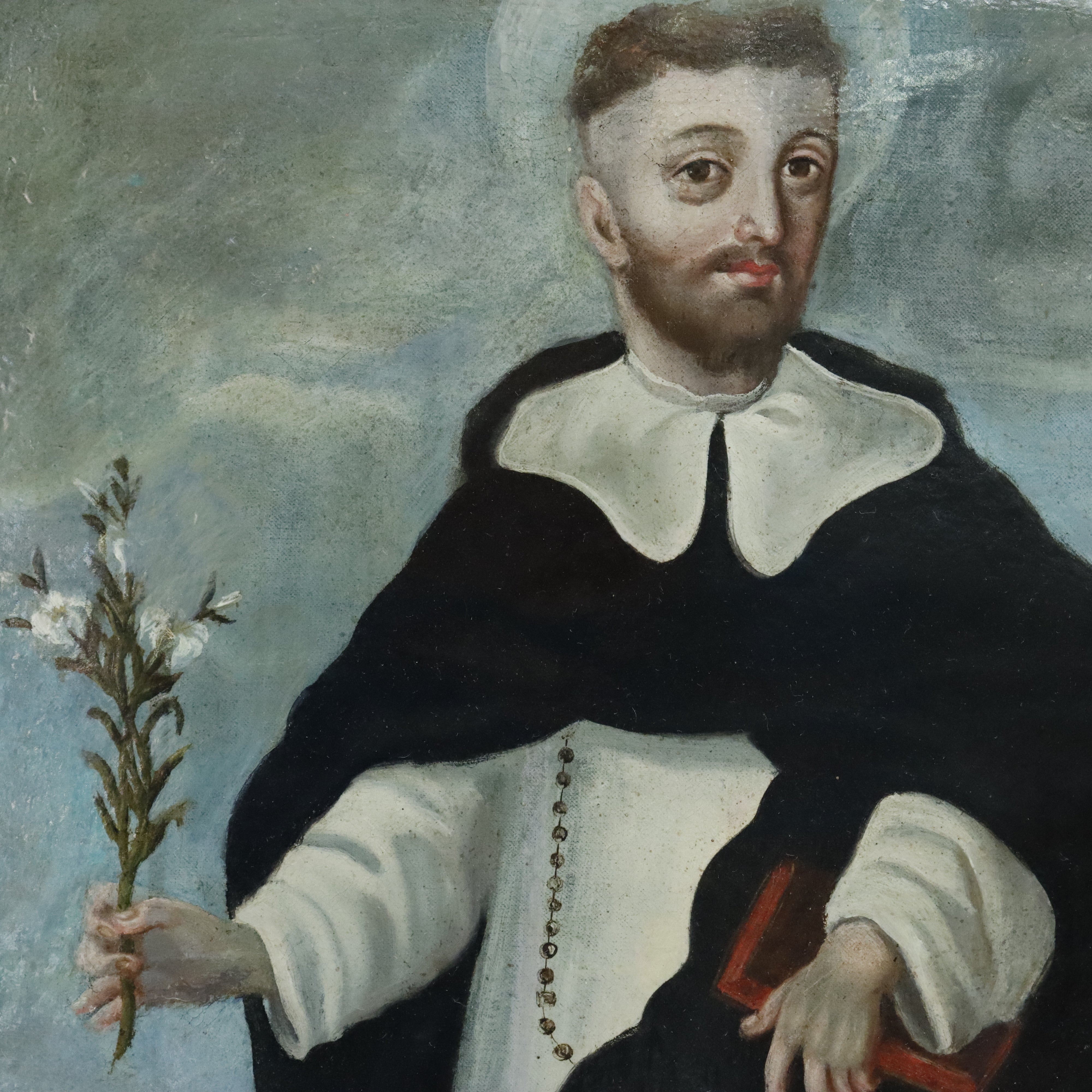 AW077: 18th Century Spanish Colonial School - Saint Dominic -  Oil on Canvas