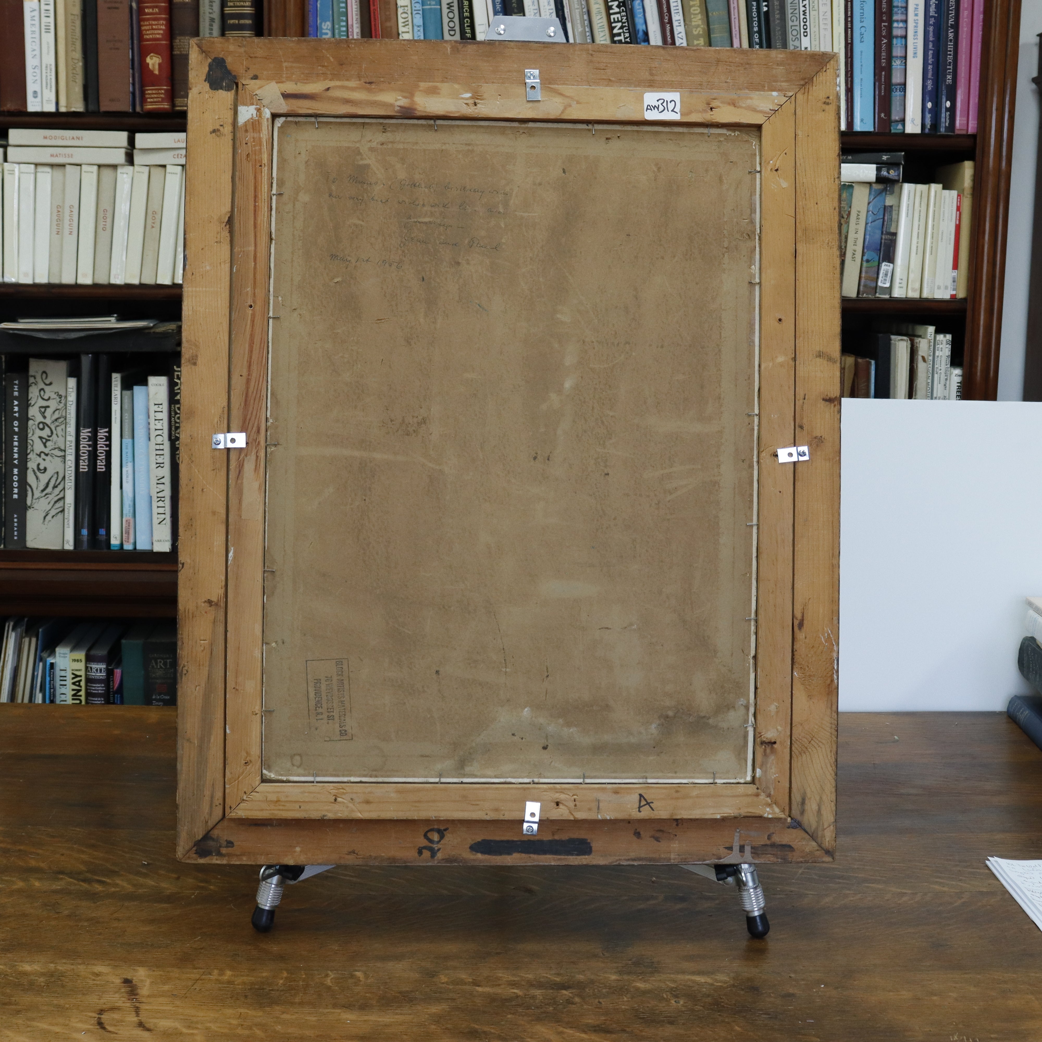 AW312: Jean G. Noll Avant Garde Constructionist Composition Oil on Board Painting Circa 1956 Initialed JGN