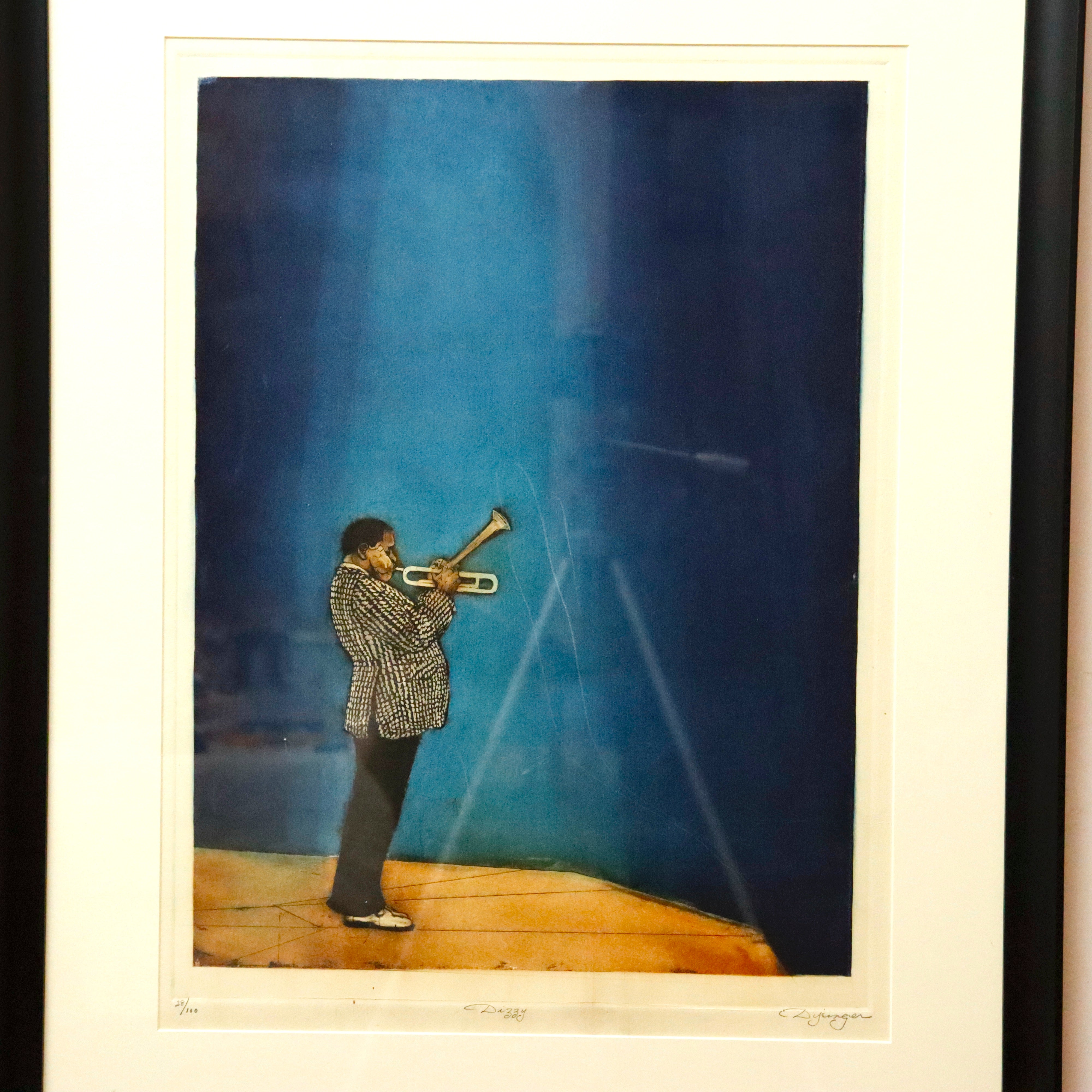AW7-037: Susan Dysinger "Dizzy Gillespie" Signed Colored Etching Aquatint