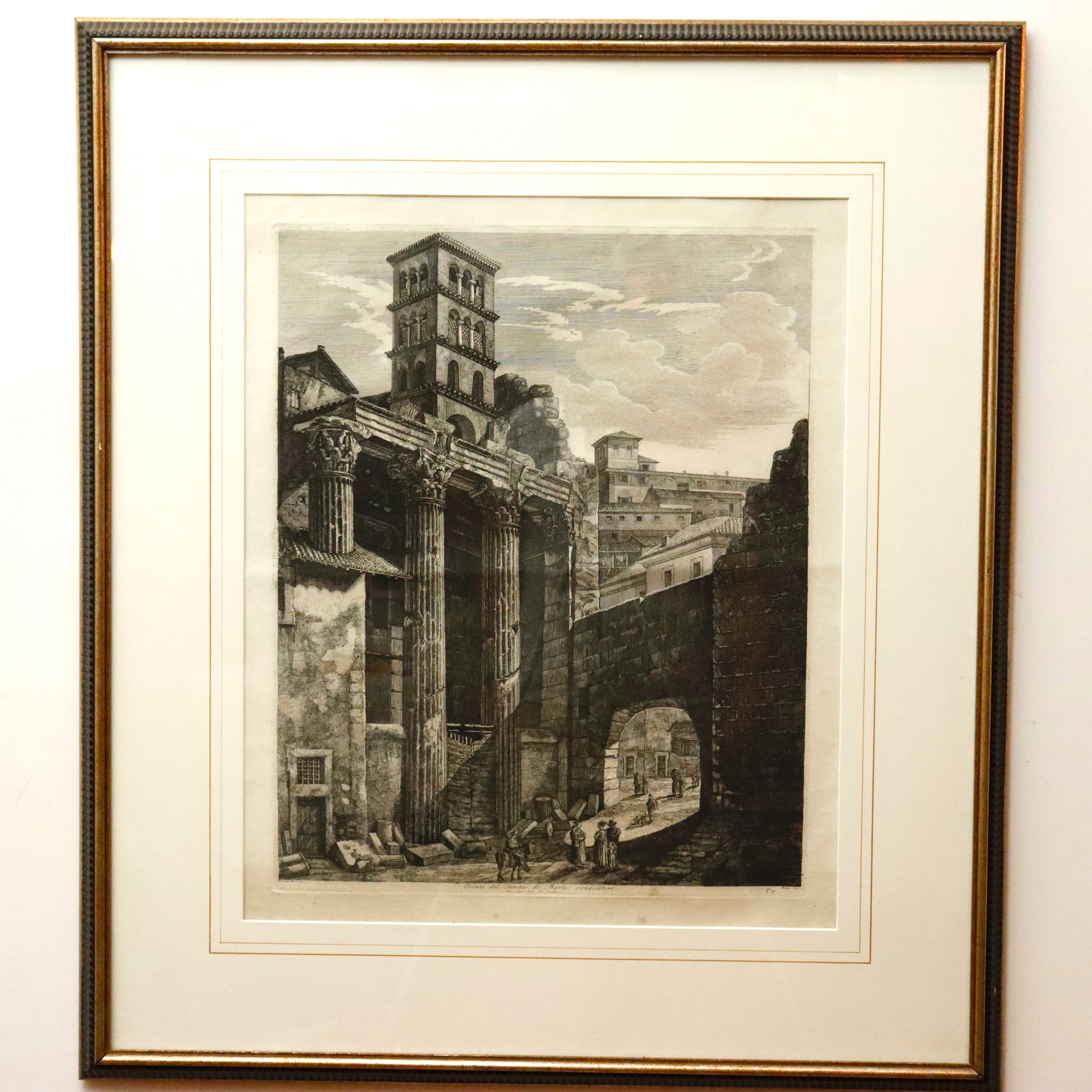 AW7-027: Luigi Rossini Etching Avanzi del Tempio di Marte Vendicatore