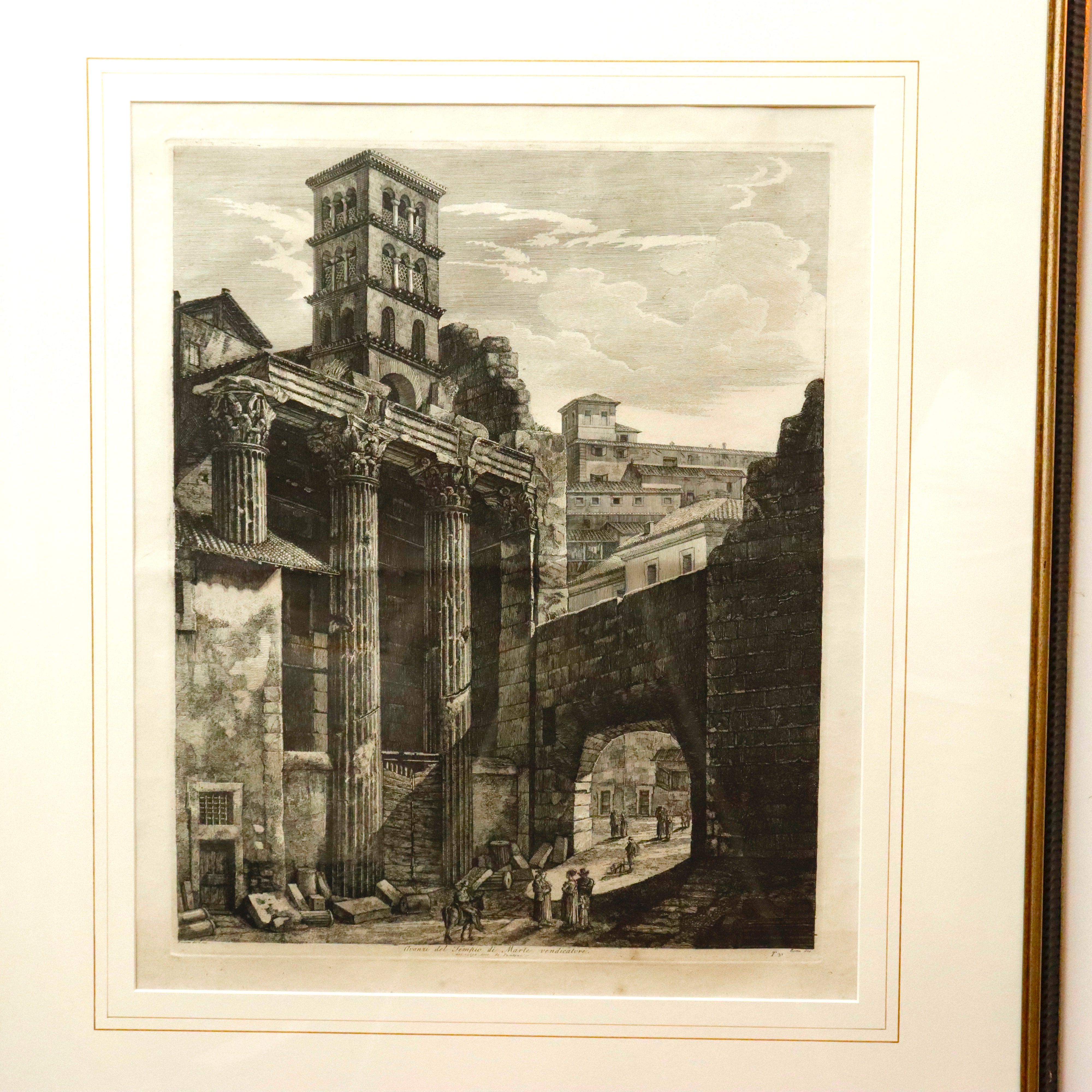 AW7-027: Luigi Rossini Etching Avanzi del Tempio di Marte Vendicatore