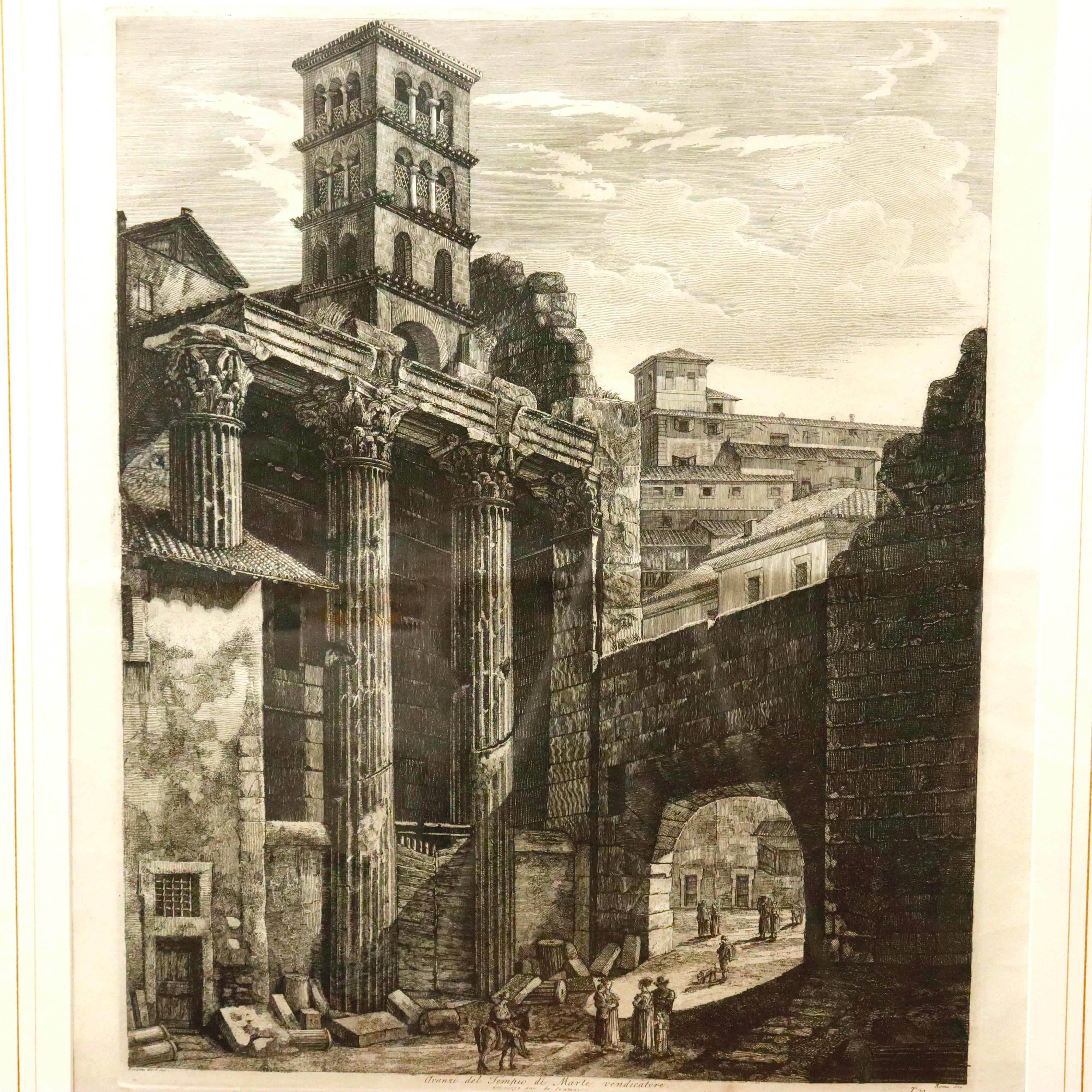 AW7-027: Luigi Rossini Etching Avanzi del Tempio di Marte Vendicatore