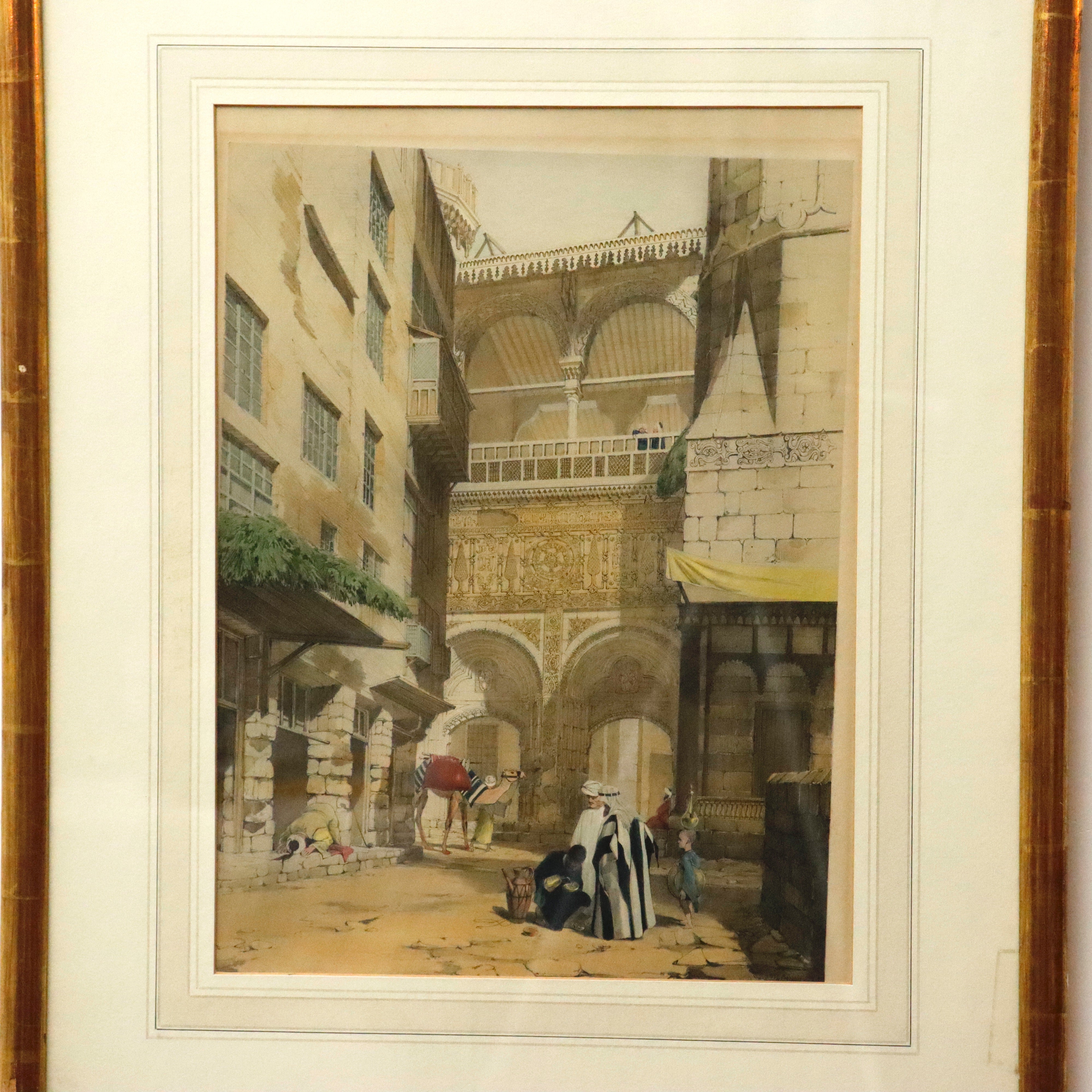 AW7-051: John Cooke Bourne Colored Engraving of Robert Hay's Principal Entrance to the Great Mosque El-Azhar