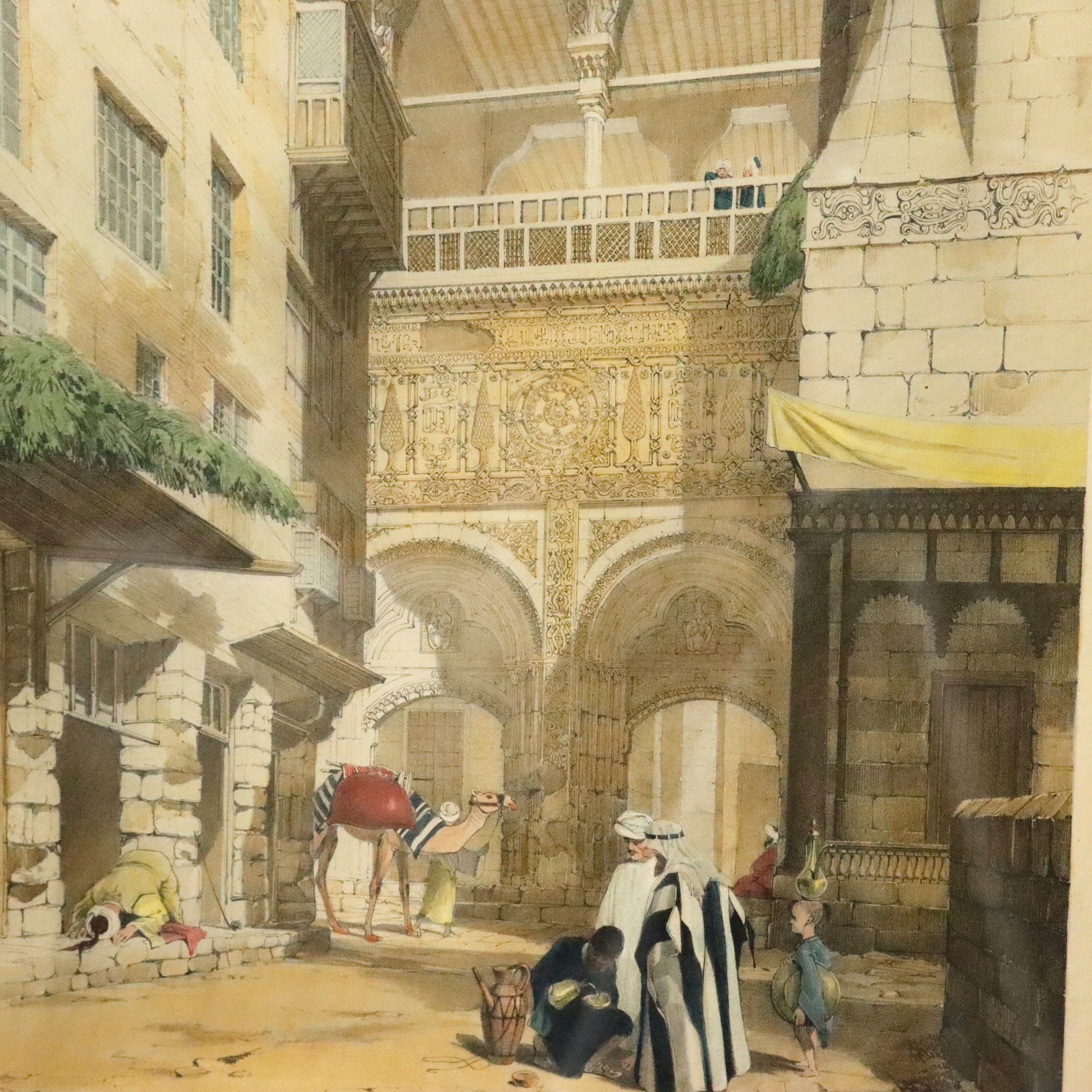 AW7-051: John Cooke Bourne Colored Engraving of Robert Hay's Principal Entrance to the Great Mosque El-Azhar