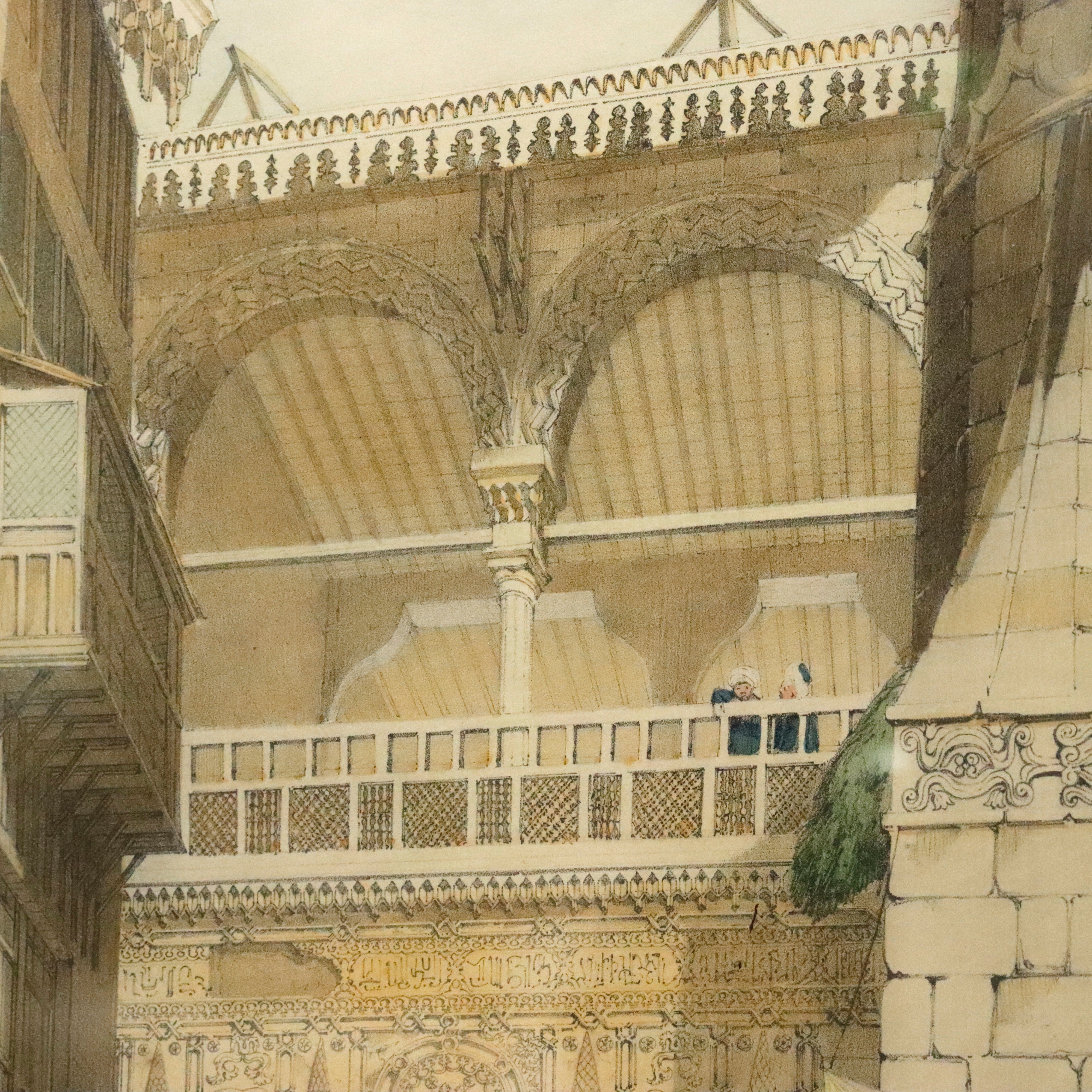 AW7-051: John Cooke Bourne Colored Engraving of Robert Hay's Principal Entrance to the Great Mosque El-Azhar