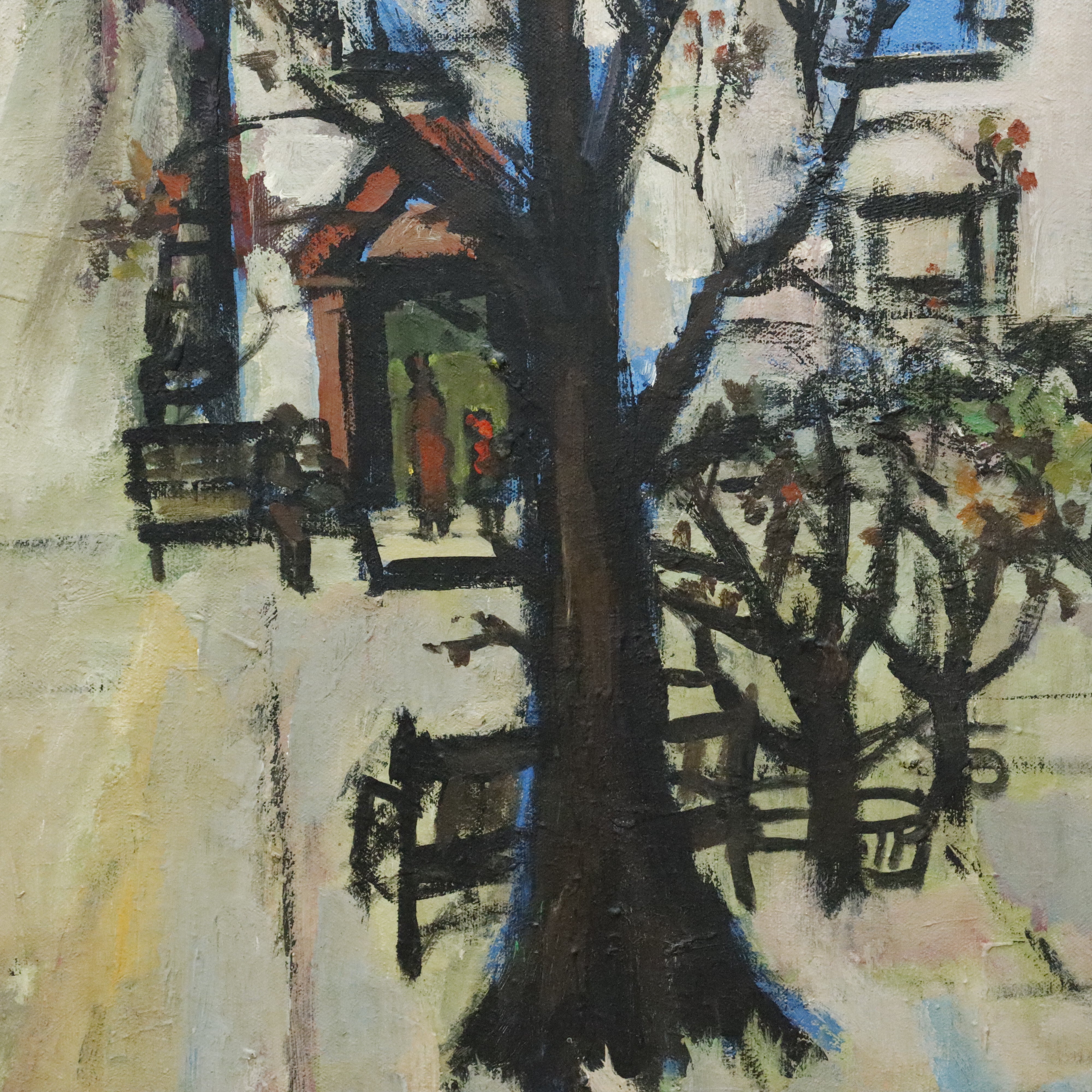 AW162: A. Blaine Riley Winter Landscape Oil on Canvas Painting Circa 1976