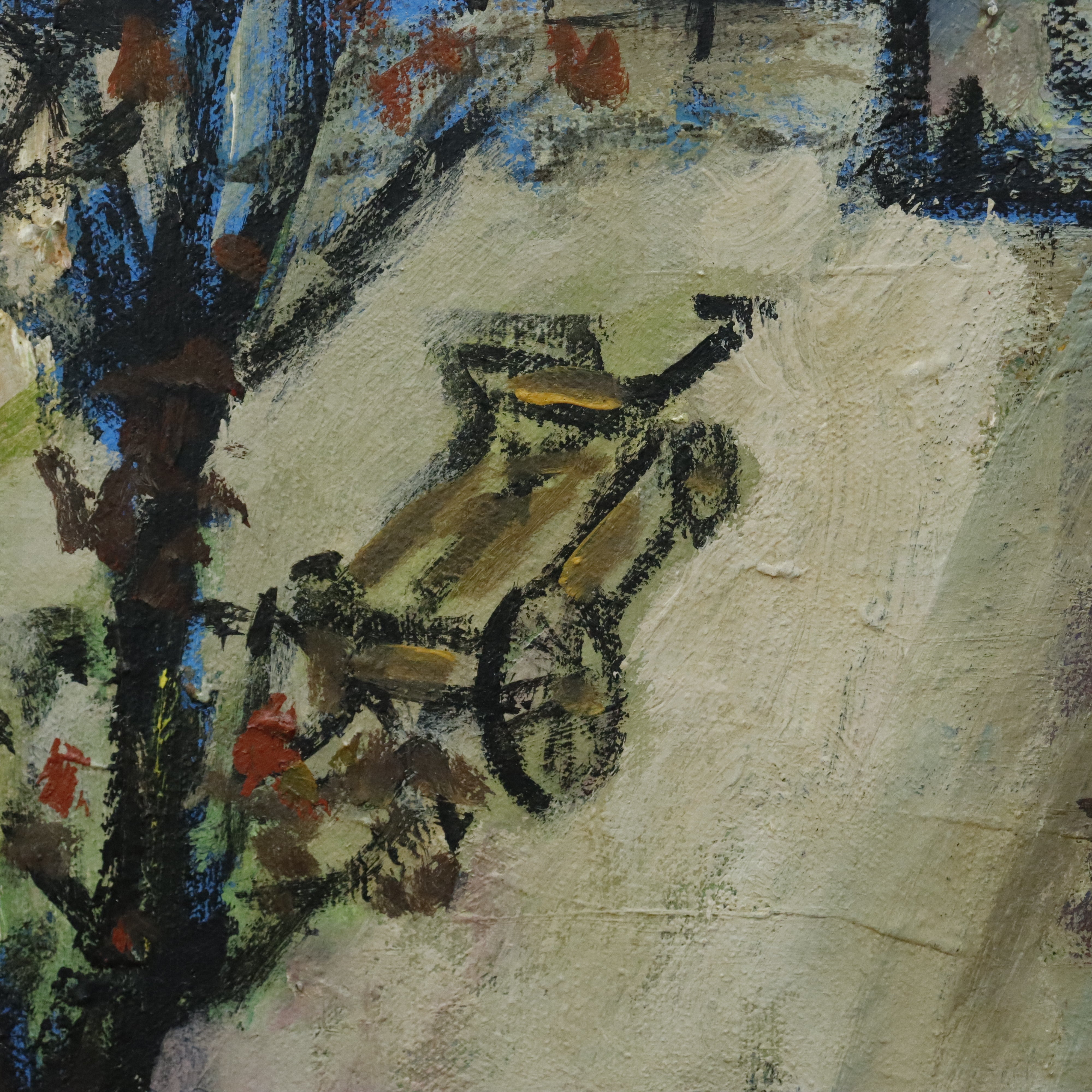 AW162: A. Blaine Riley Winter Landscape Oil on Canvas Painting Circa 1976